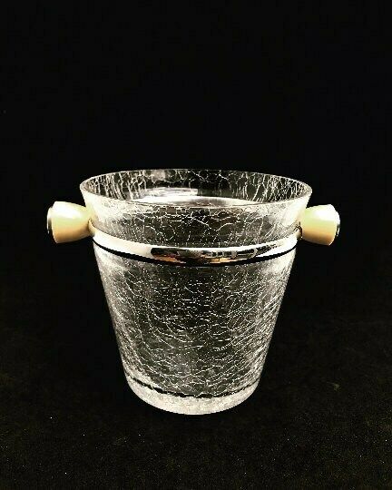 photo for sale Glass Ice Bucket Vintage Mid Century Crackled Glass Vintage Ice Bucket Vintage Bar Accessoires Gift Bar Cart Gift For Him Bar Tools 60s