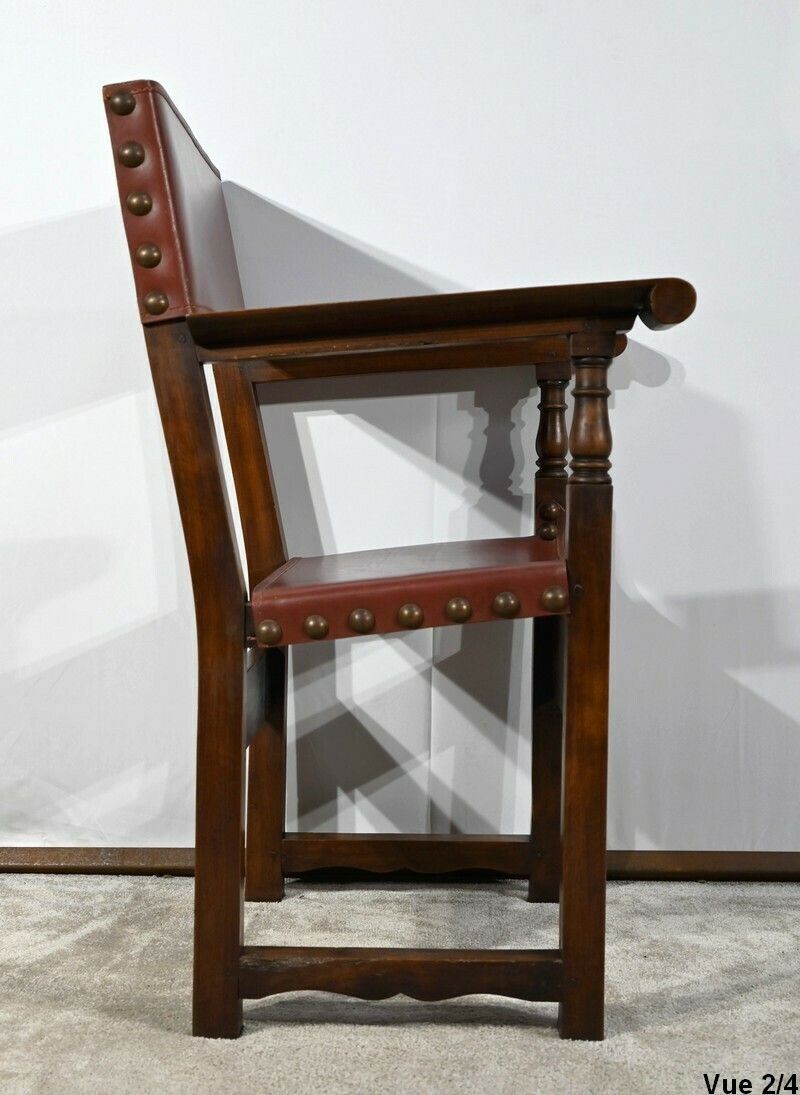 photo buy Armchair In Walnut And Leather From Cordoba   Late 19th Century