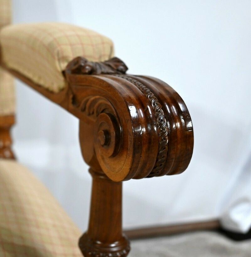 3553.5 Important Walnut Armchair, Louis XIV Style   Mid 19th Century photo