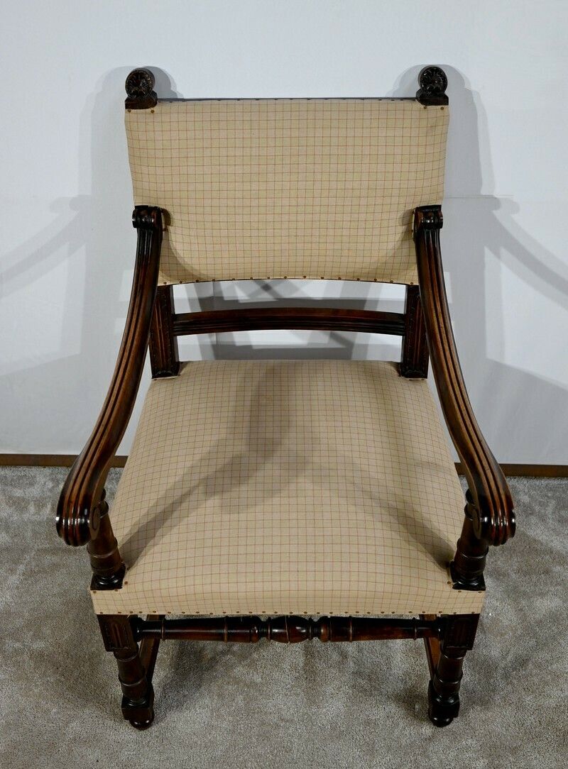 Walnut Armchair, Known As Bout De Table, Renaissance Style   Late 19th Century photo Furniture