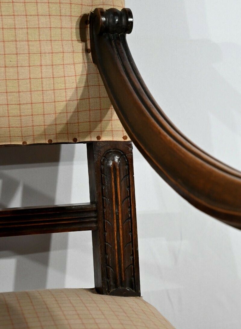 photo for sale Walnut Armchair, Known As Bout De Table, Renaissance Style   Late 19th Century