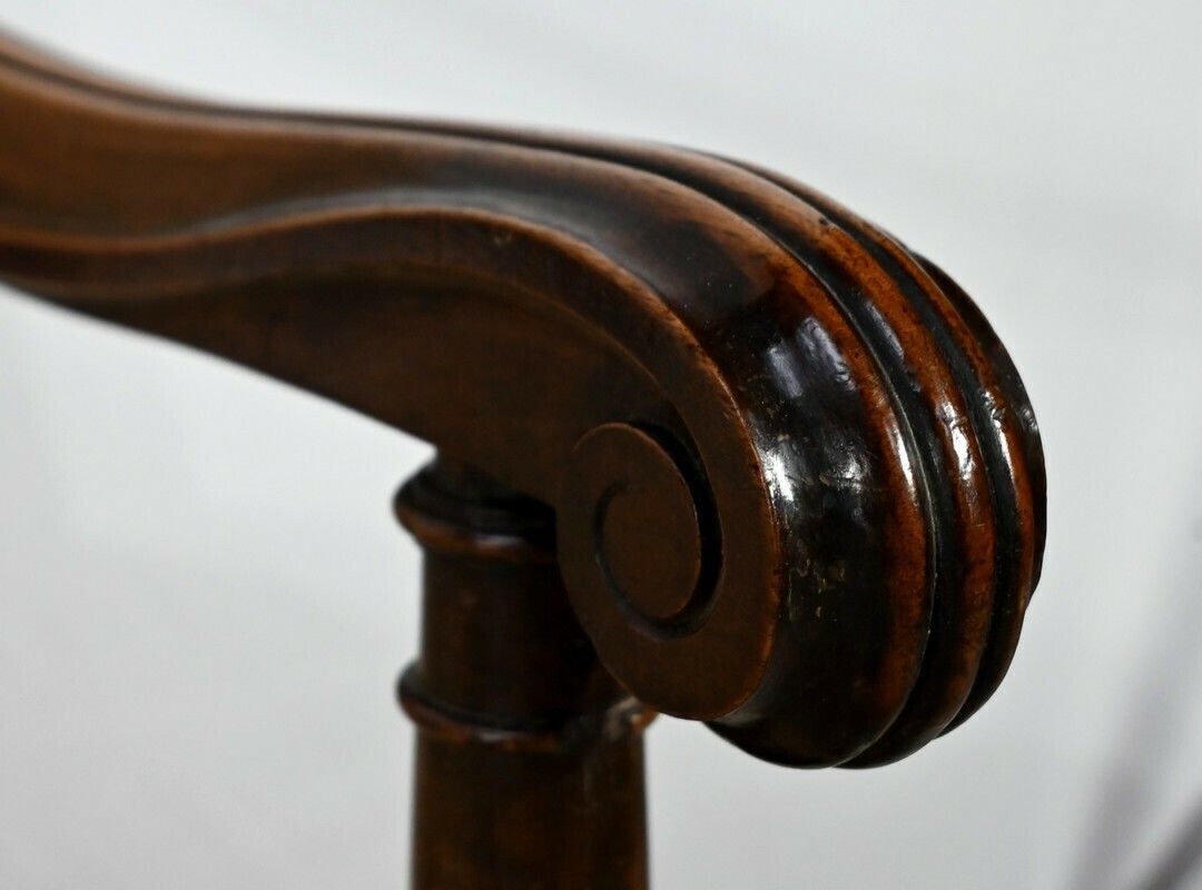 2360.76 Walnut Armchair, Known As Bout De Table, Renaissance Style   Late 19th Century photo