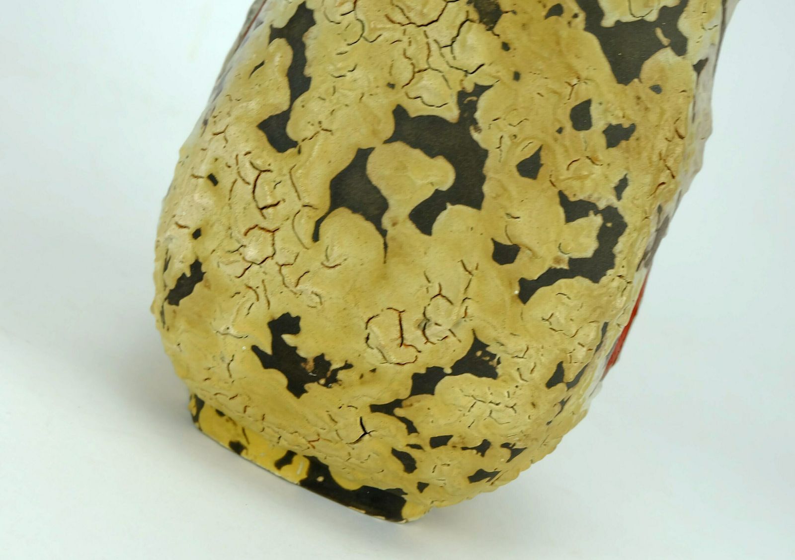 Mid Century Fat Lava Vase Es Keramik Wgp Brown Beige Glaze Red Leaf Pattern photo vintage