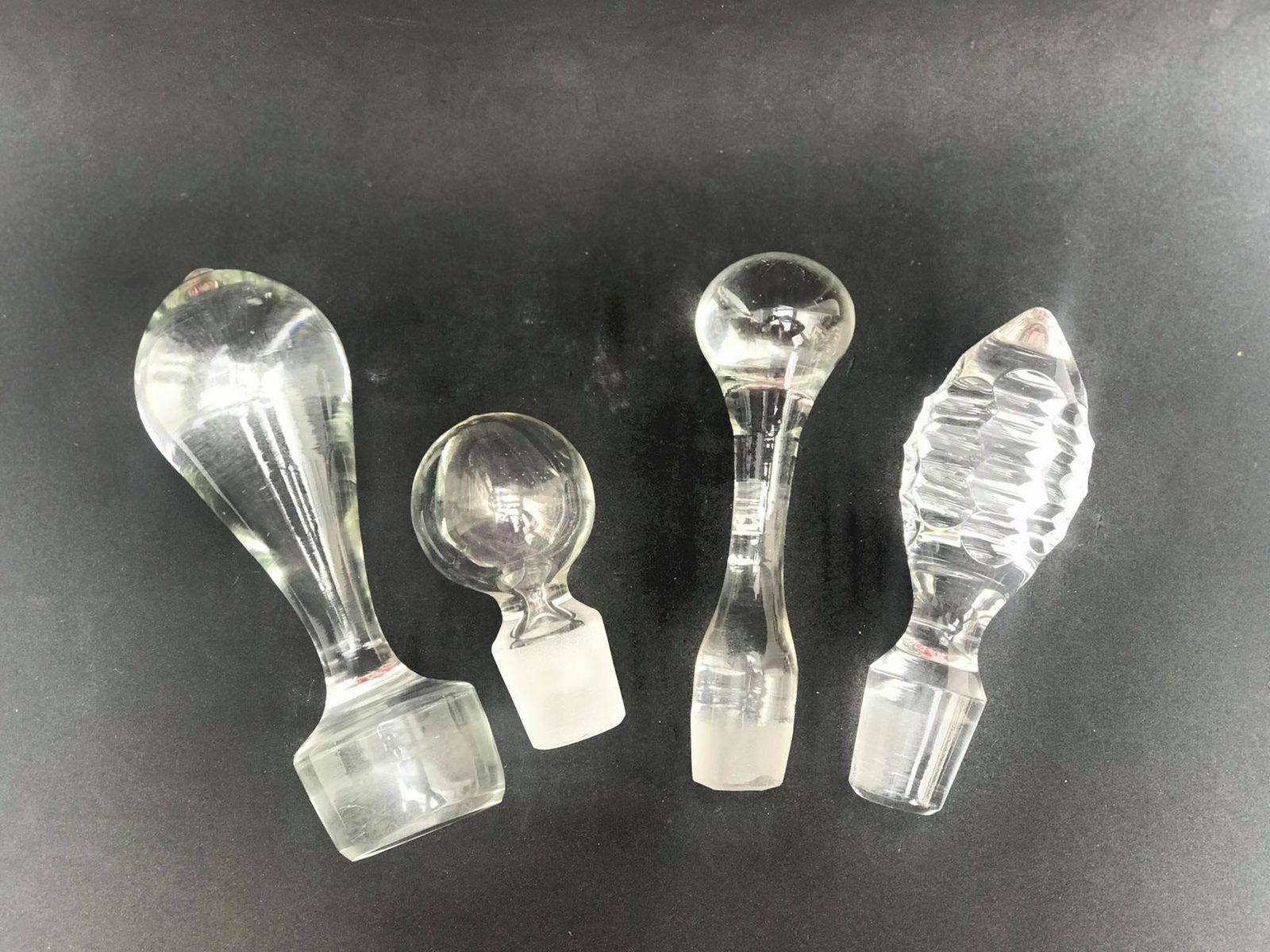 photo for sale Carafe Stopper Crystal Vintage Decanter Cap Bar Decor Weight Glass Stopper Set Of 4 Crystal Glass, Bottle Carafe Caps Collection Gift Bar
