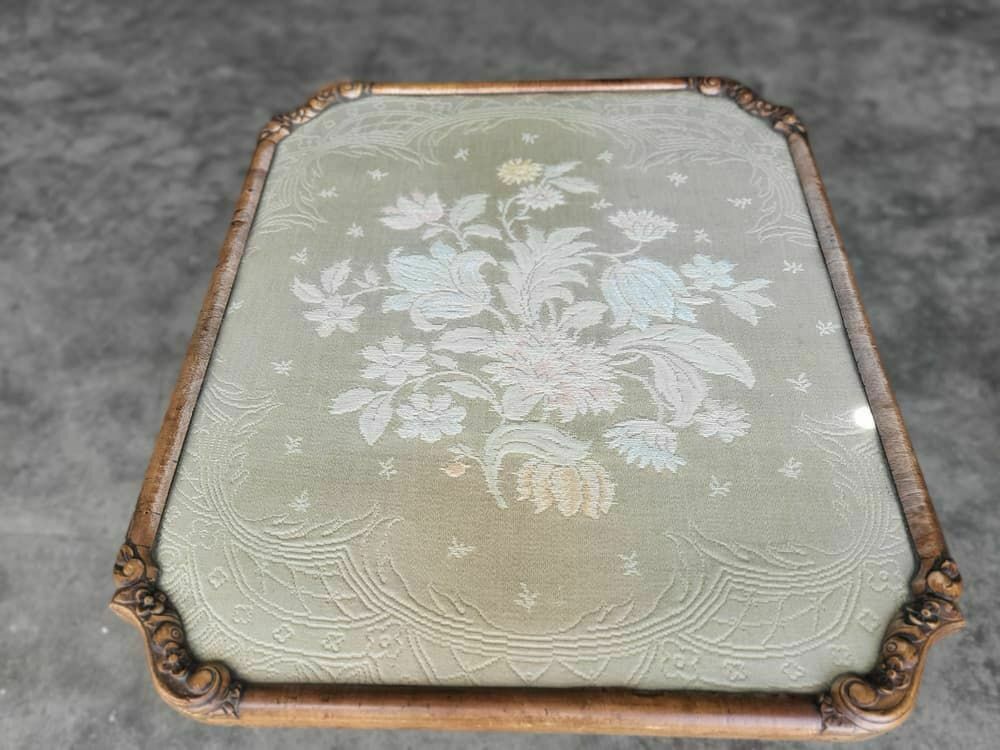 Vintage 20thc Walnut Tilt Top Embroidered Needlework Coffee Side End Table photo 235.0