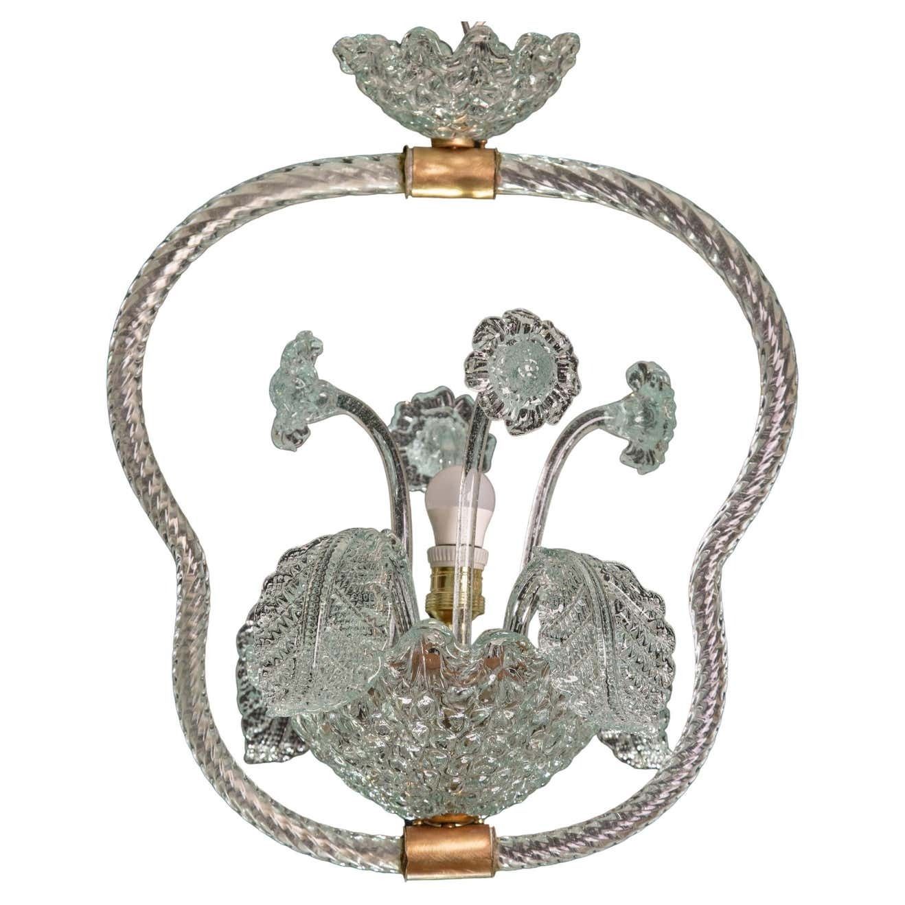 Extraordinary Rare Blue Barovier E Toso Light With Flowers, 1940s
