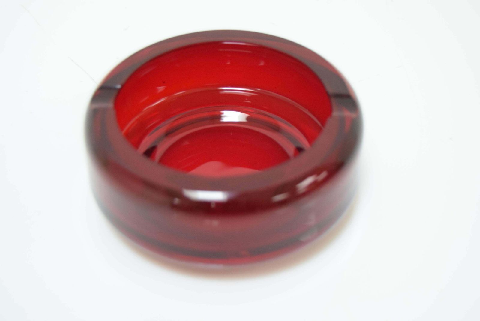 Midcentury Glass Ashtray By Glasswork Novy Bor, 1960s photo furniture