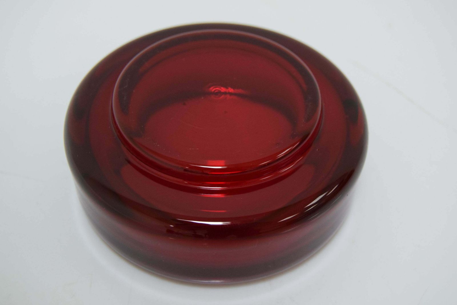 Midcentury Glass Ashtray By Glasswork Novy Bor, 1960s photo vintage
