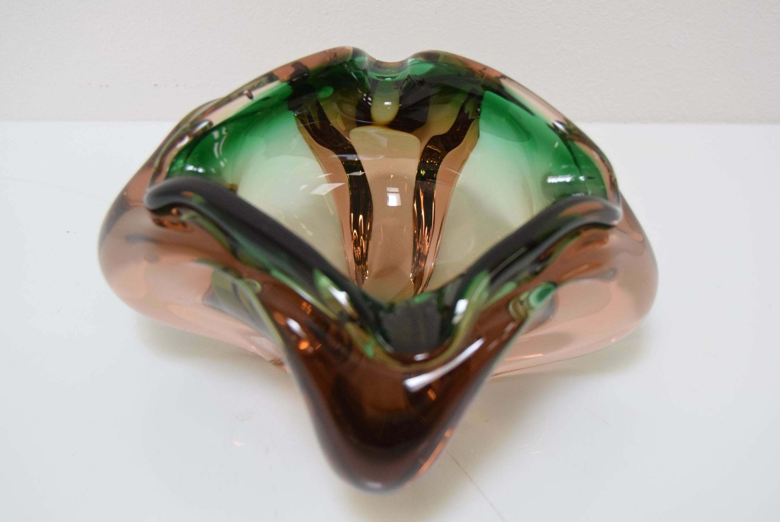 Midcentury Ashtray From Metallurgical Glass, By Glasswork Novy Bor, 1960s photo for sale