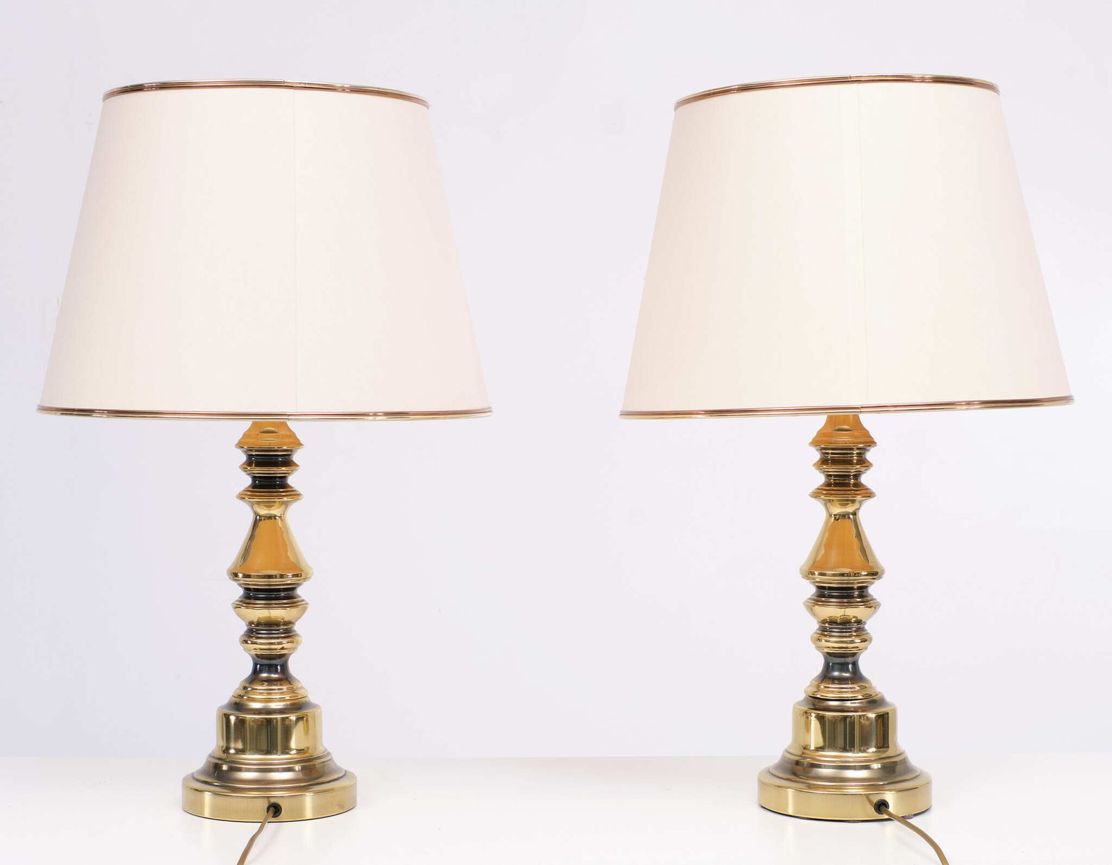 Hollywood Regency Brass Table Lamps, USA, 1970s, Set Of 2 photo buy