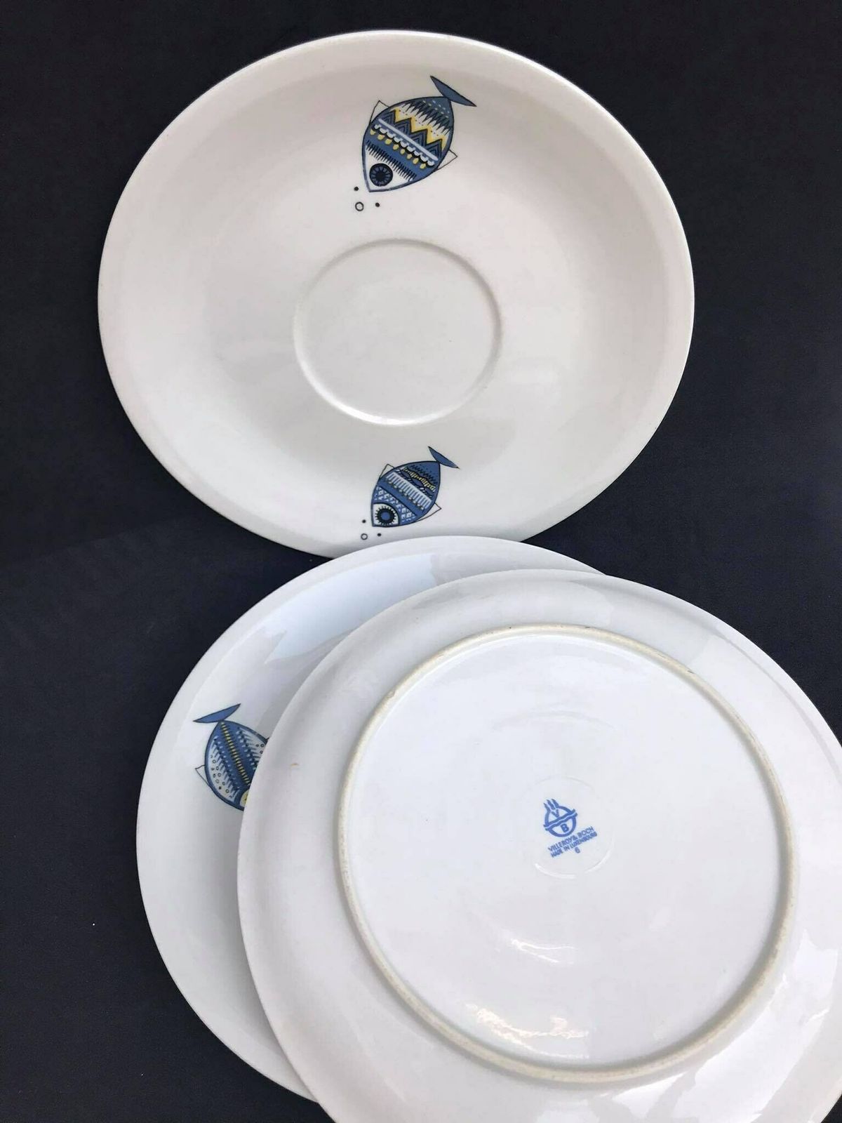 Villeroy & Boch Viking Schotel Visbordje Vervangend Onderdeel Mid Century Design, Visbordje, Wit En Blauw Porselein, Pop Art Mcm Christine Reuter photo vintage
