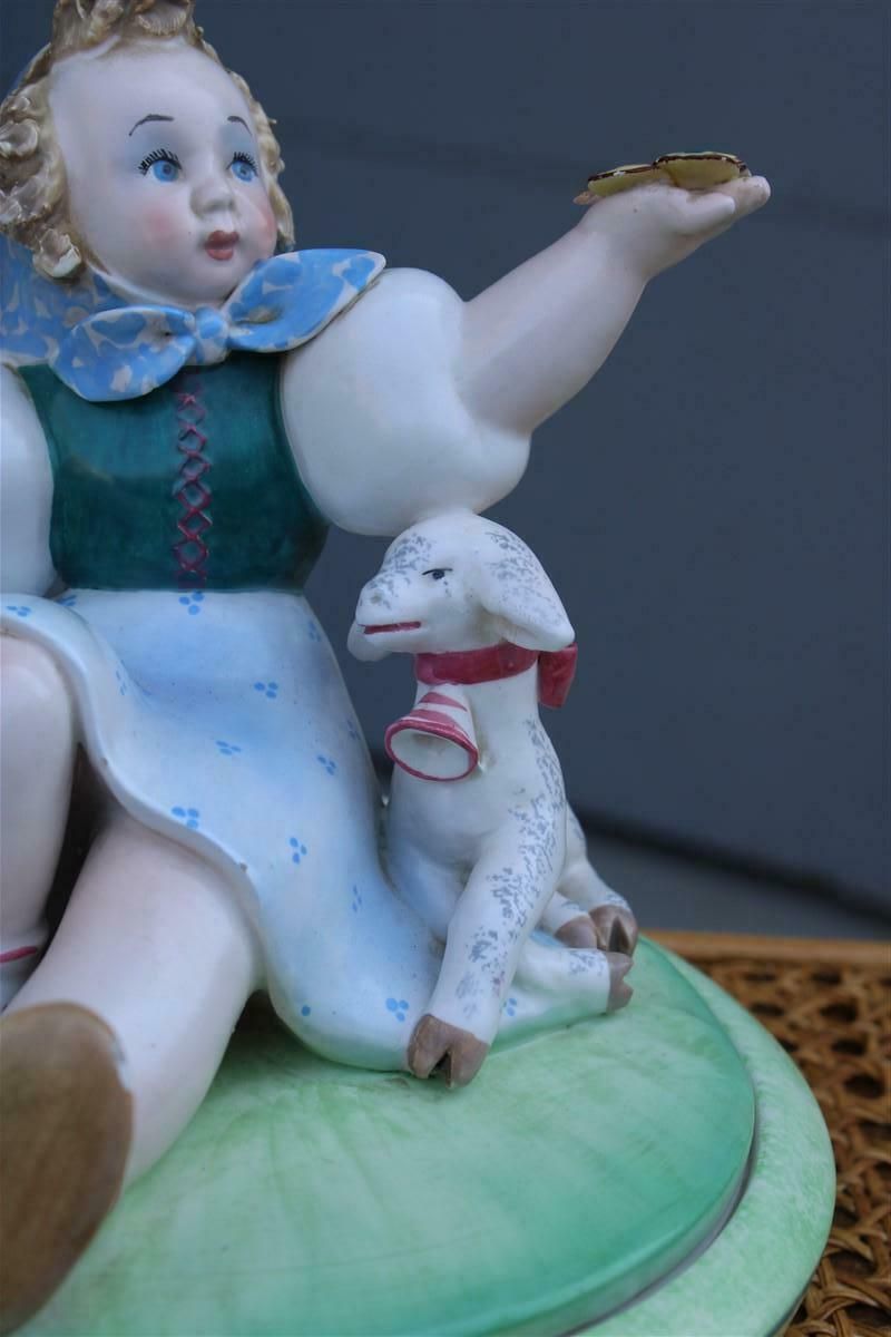 Tarcisio Tosin Italian Ceramic Box 1930s With Little Girl And Goat photo Home Decor