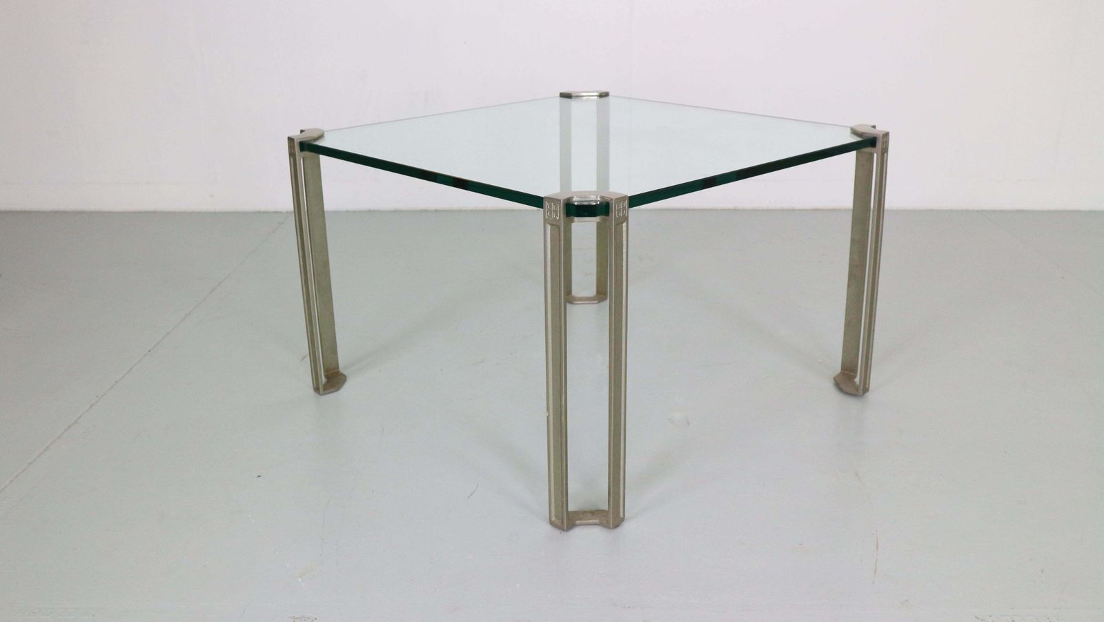 Peter Ghyczy For Ghyzcy Square Glass Coffee Table 1970''S Hollywood Regency photo vintage
