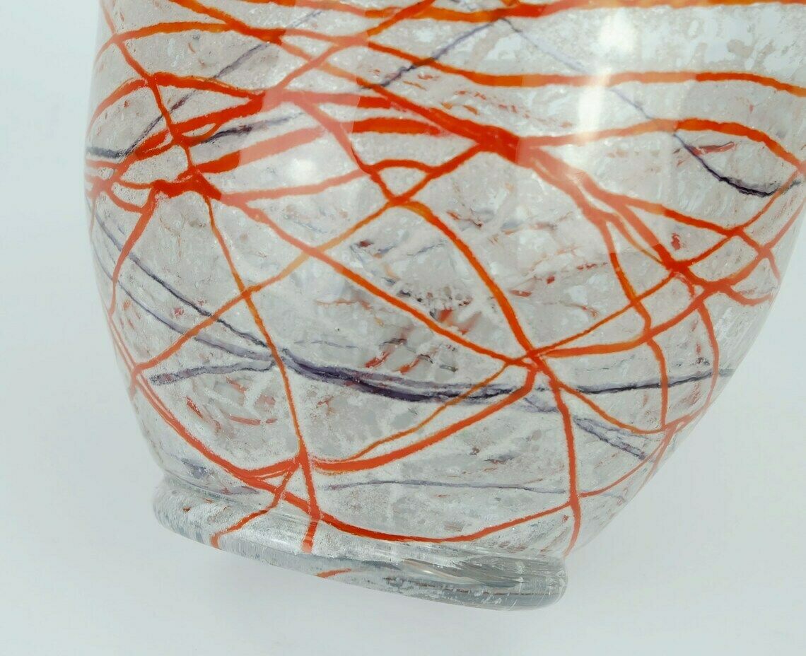 Loetz Klostermühle Art Deco Glass Vase Or Bowl 1930s Orange Red Purple White photo 208.077