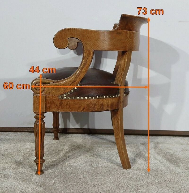 photo vintage Office Armchair In Ash, Louis Philippe, 2nd Half Of The 19th Century