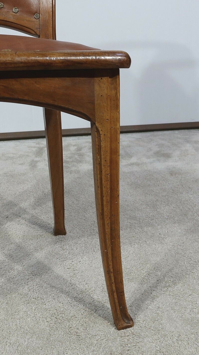 photo buy Pair Of Walnut Chairs, School Of Nancy, Art Nouveau, 1900