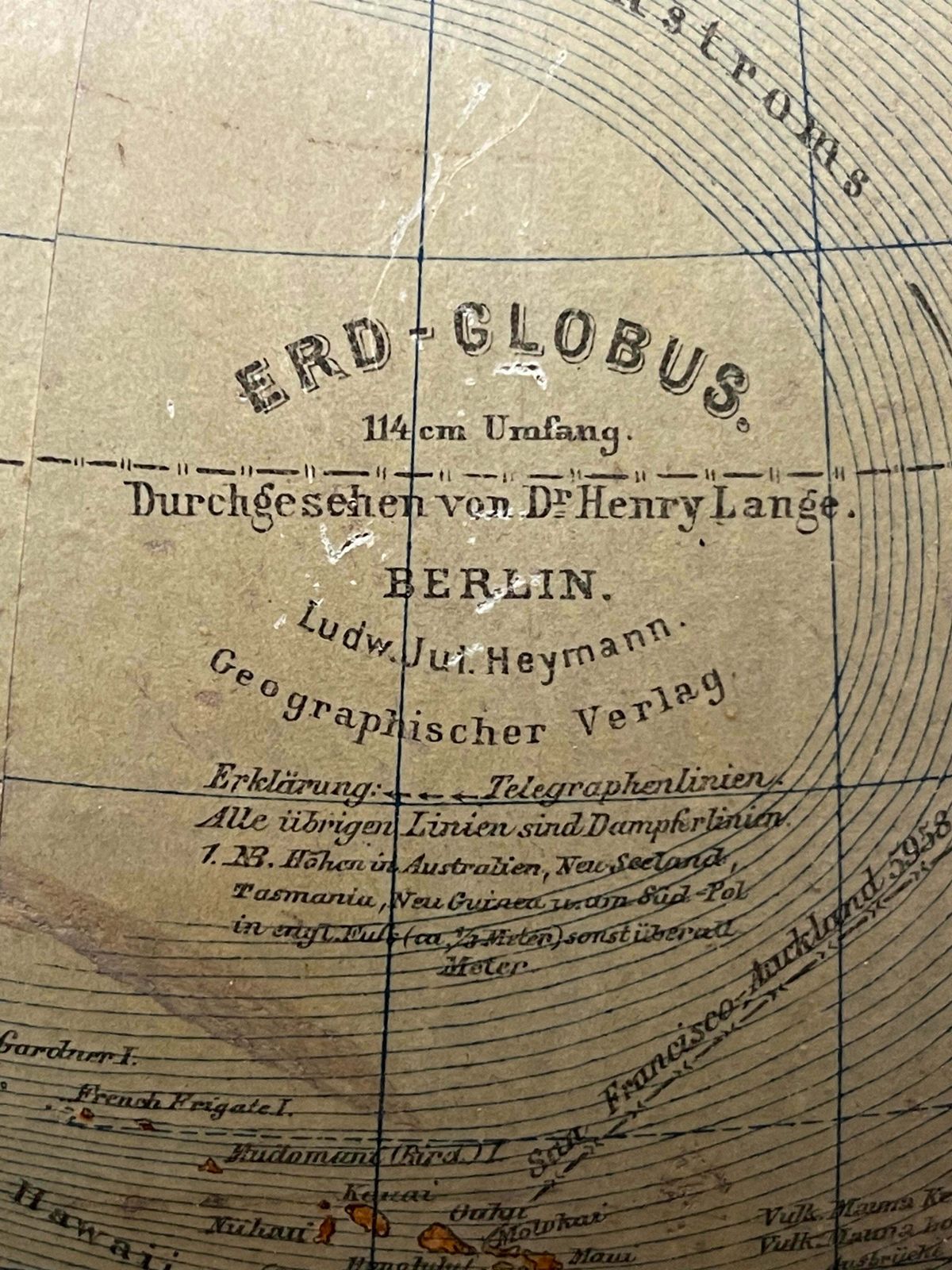 photo for sale Antique German Table Globe By Ludwig Julius Heymann Berlin 1890