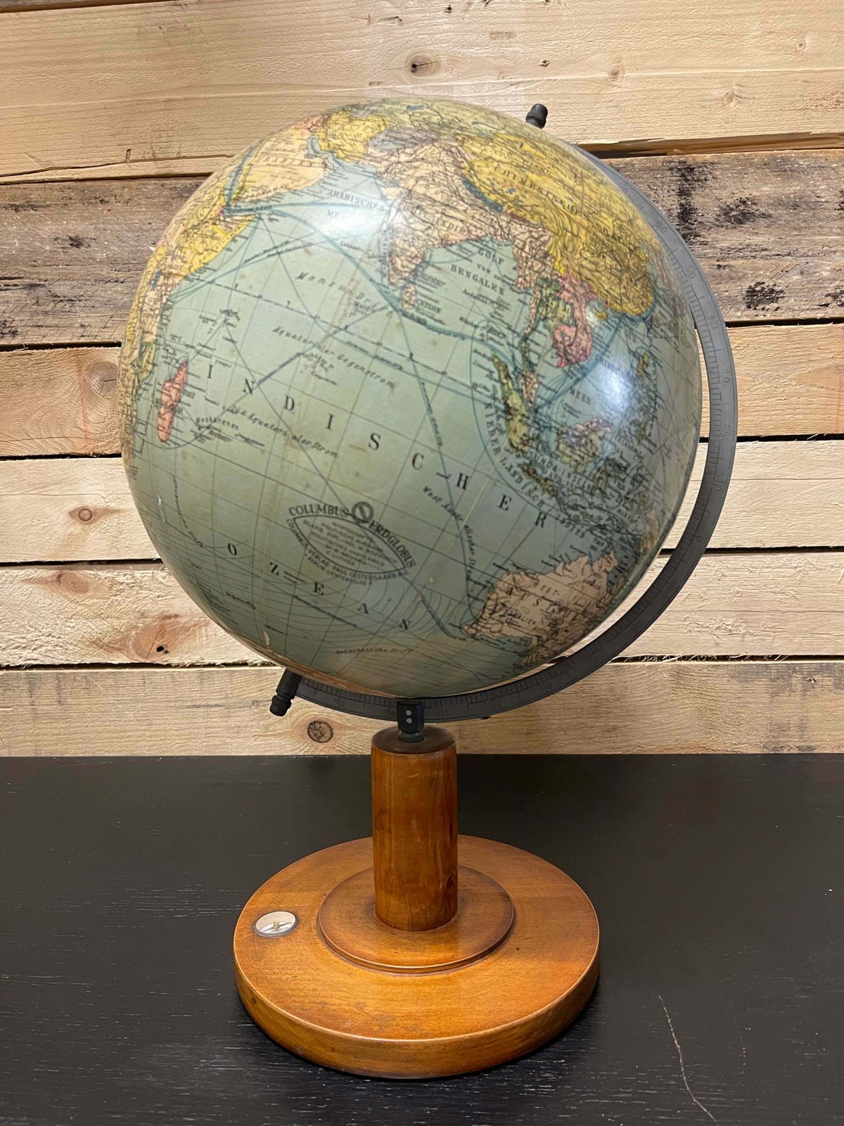 Antique 1920s German Table Globe By Renowned Makers Columbus photo furniture