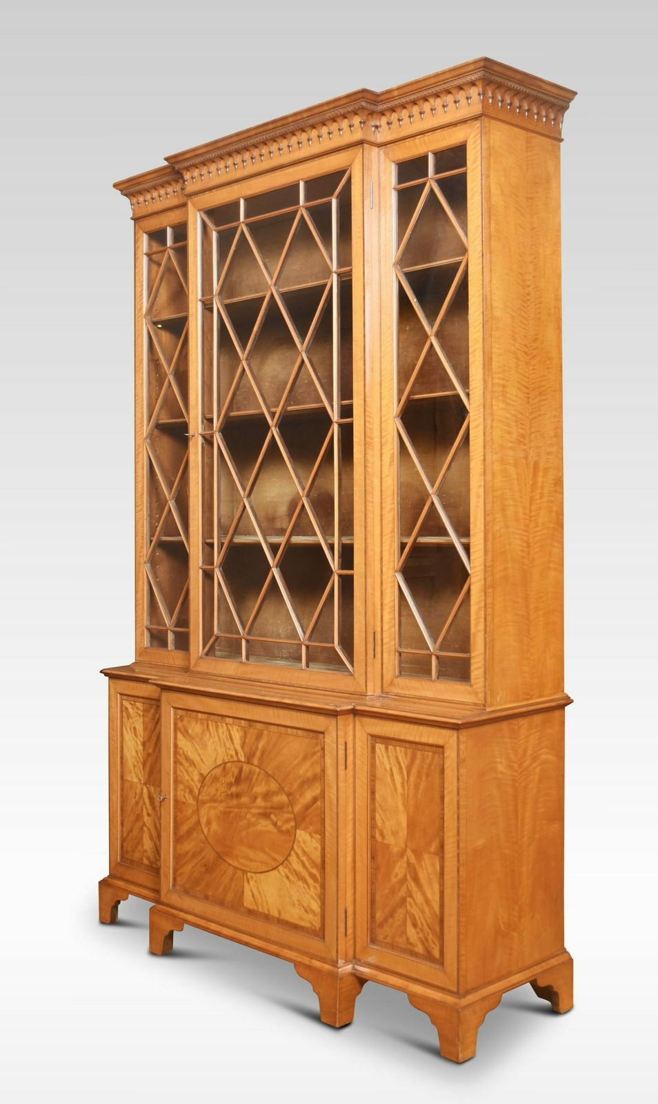 Sheraton Revival Satinwood Breakfront Bookcase photo vinterior
