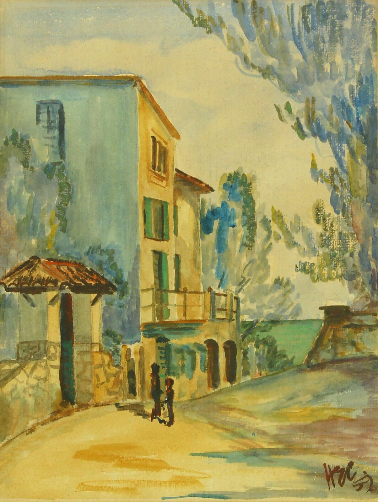Watercolour By Harold Edward Collin. Mediterranean Town Houses photo furniture