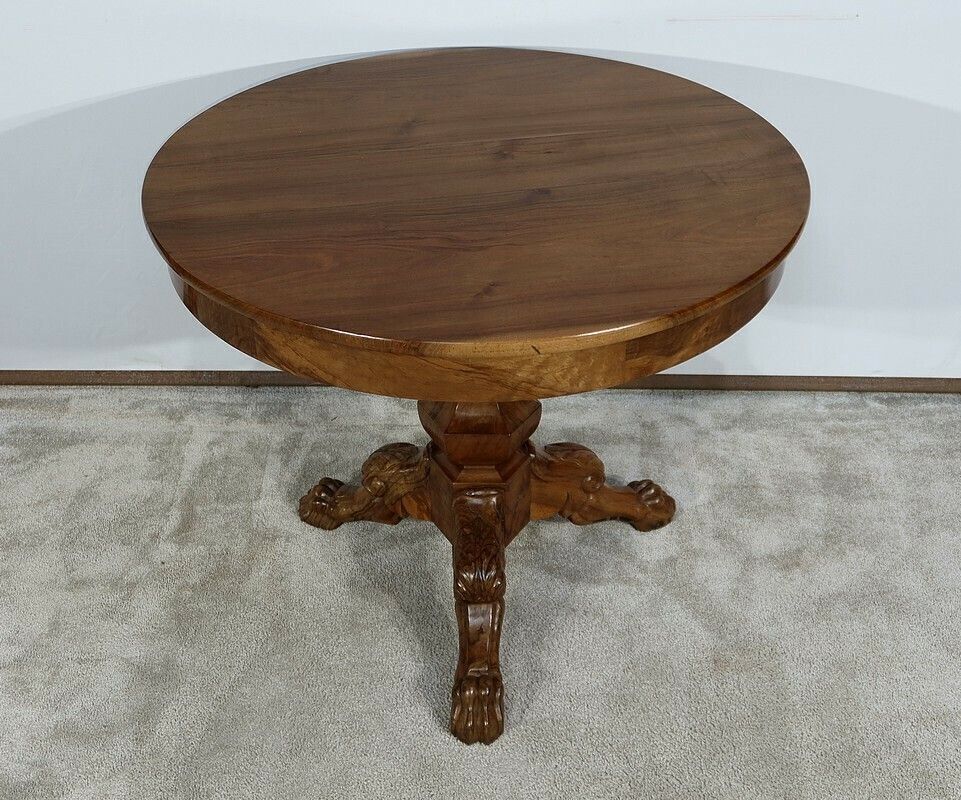 Estate Pedestal Table In Solid Walnut, Restoration Period, Early 19th Century photo Furniture