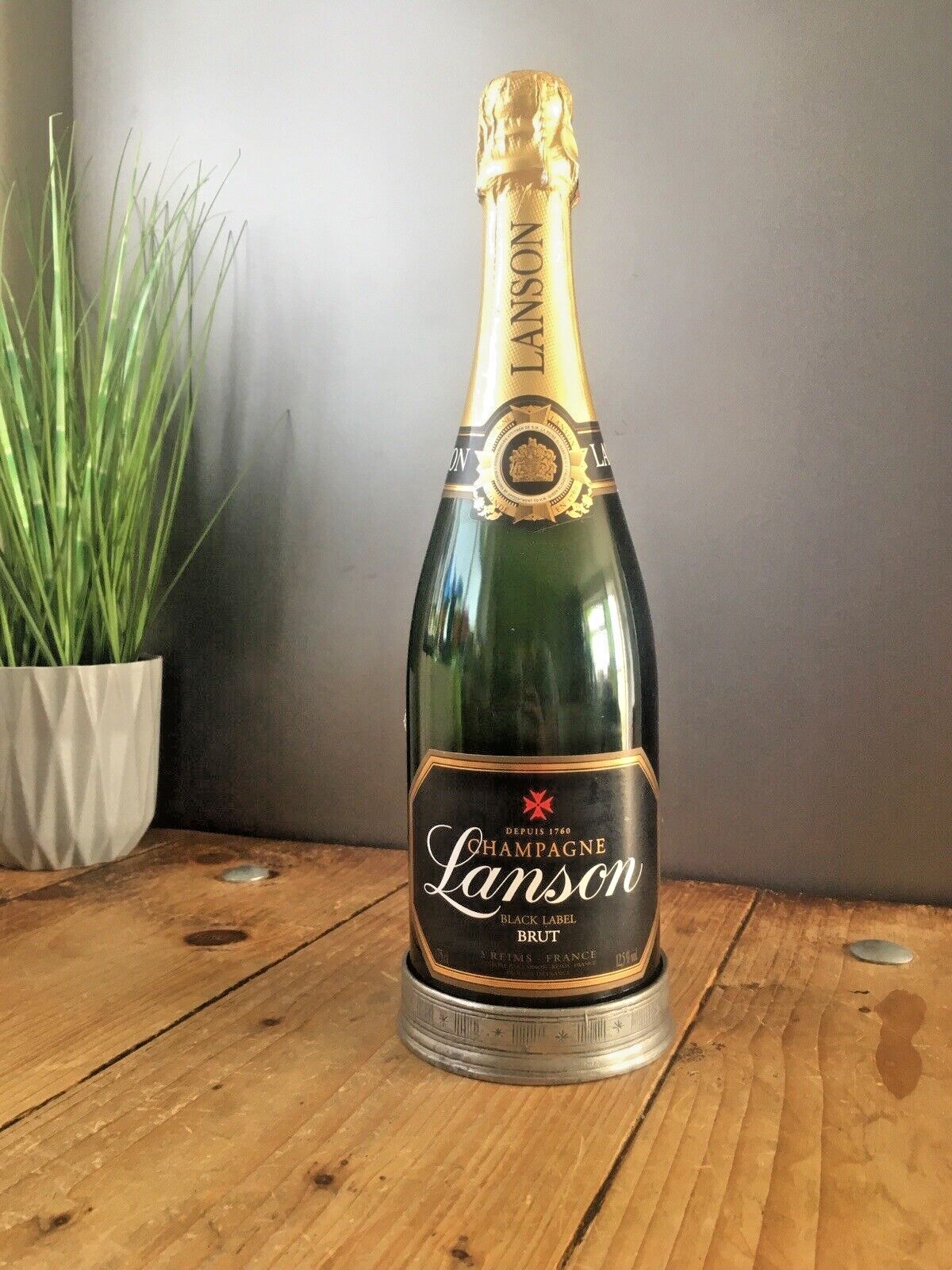 photo furniture Modernist Norwegian Hadeland Tinnstoperi Pewter Champagne Wine Bottle Coaster
