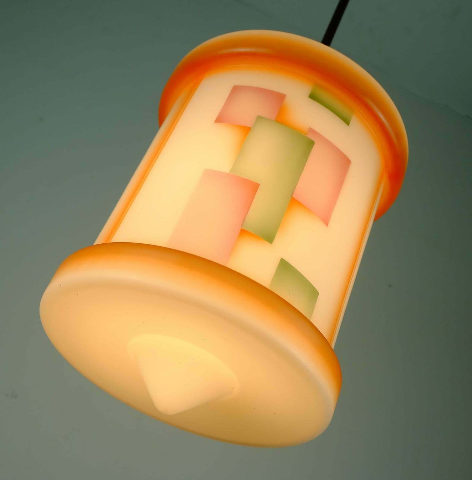 Art Déco Glass Pendant Light Airbrush Spritzdekor 1920s 30s Avantgarde Design photo for sale