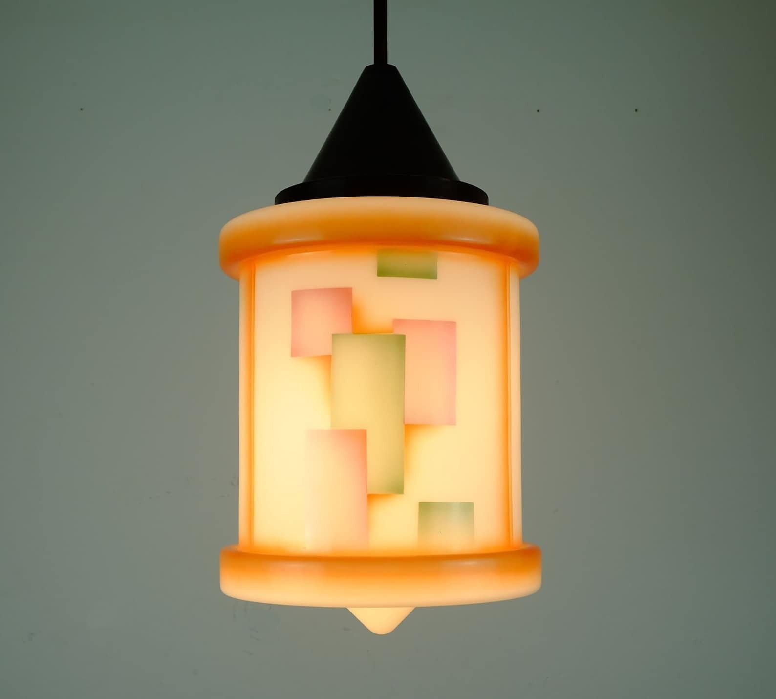 Art Déco Glass Pendant Light Airbrush Spritzdekor 1920s 30s Avantgarde Design photo vinterior