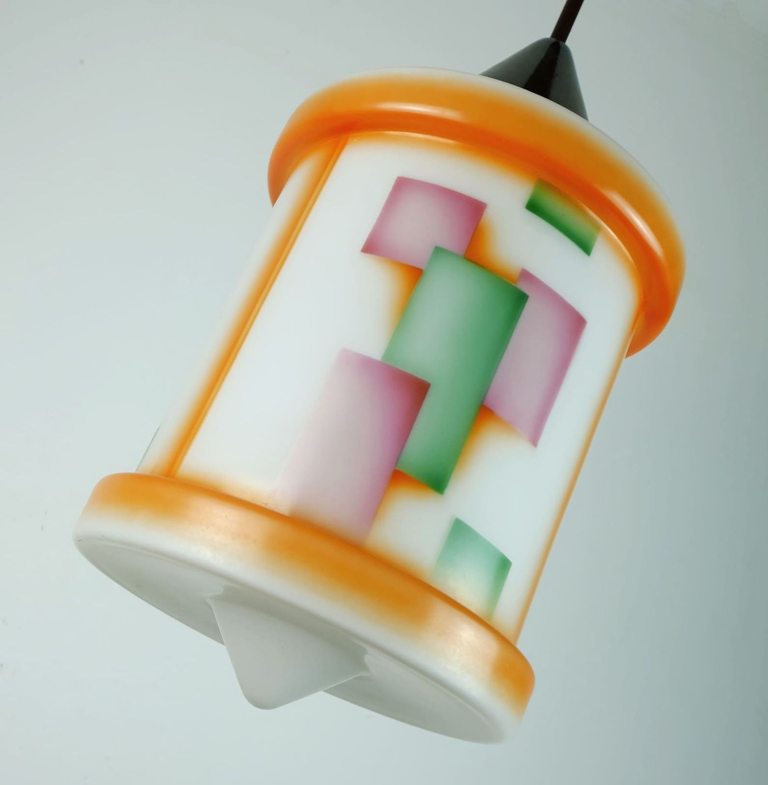 Art Déco Glass Pendant Light Airbrush Spritzdekor 1920s 30s Avantgarde Design photo vintage