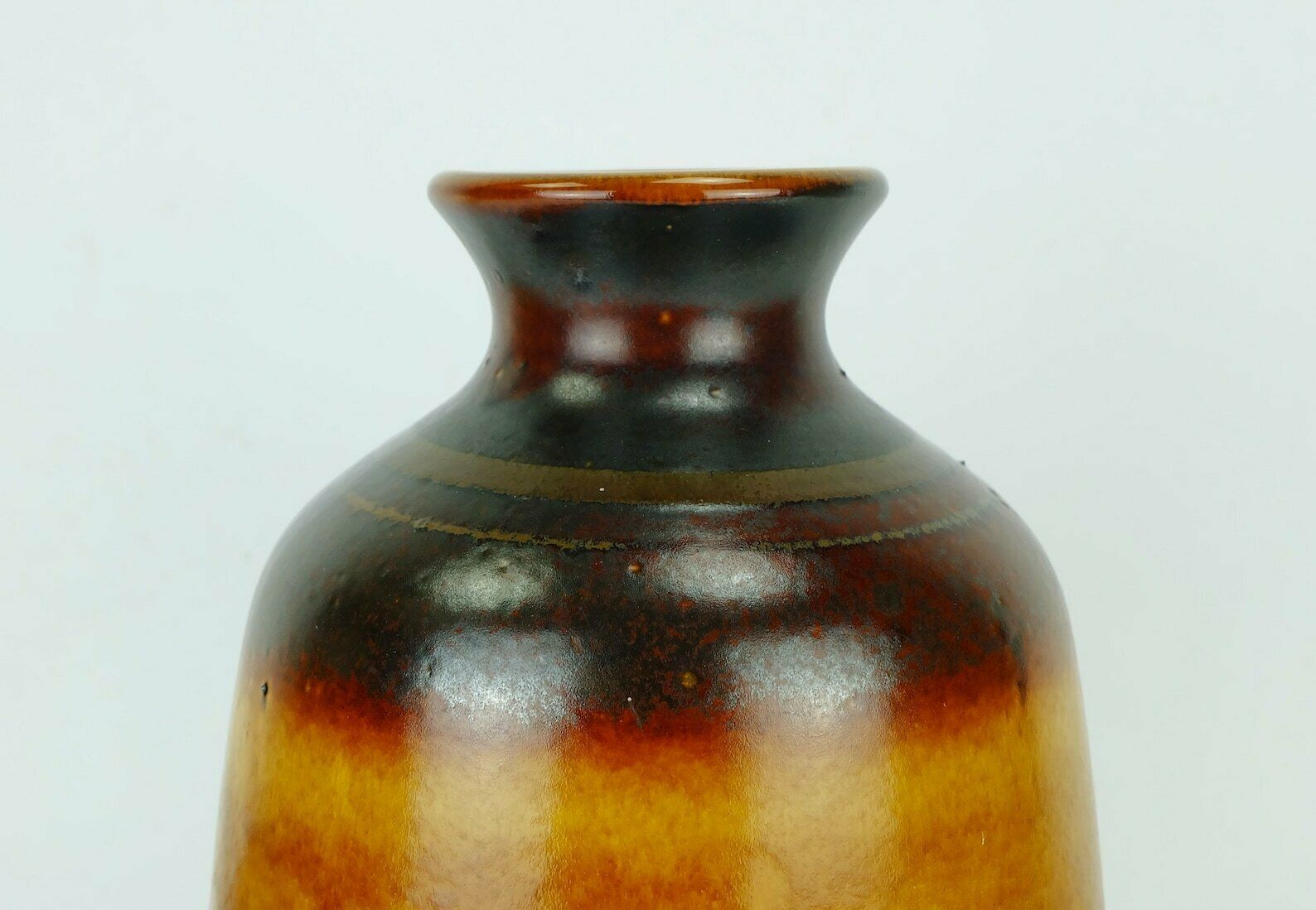 Large Mid Century Vase Ceramic Vase Model No. 1109/1 Amber With Different Shades Of Red And Brown photo vintage