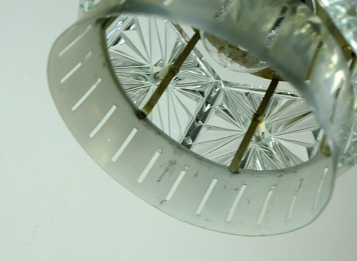 photo for sale No. 2 Of 2: Elegant Mid Century Pendant Light Crystal Glass And Metal 6 Glass Prisms 1960s