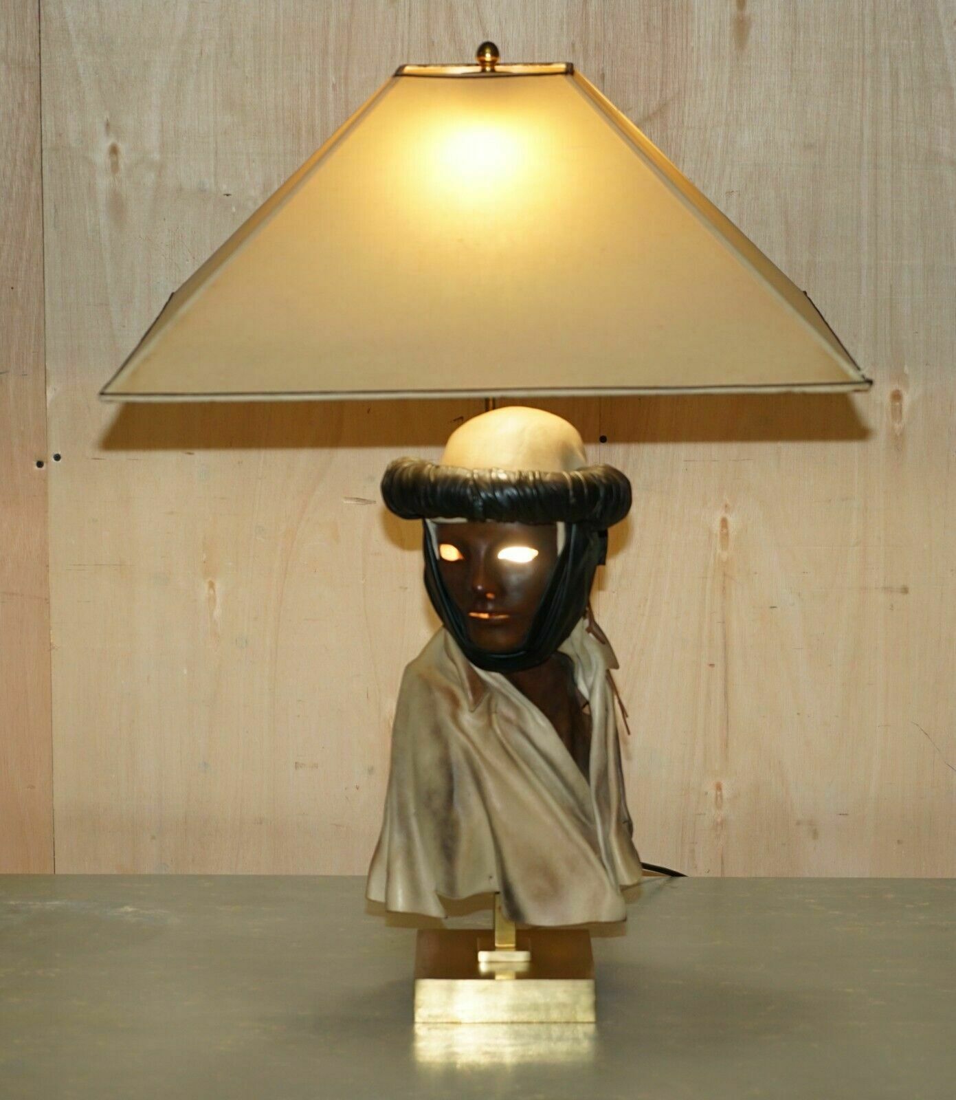 Mid Century Arabian Face Lamp Signed Pourbaix Circa 1960's Must See Pictures photo for sale