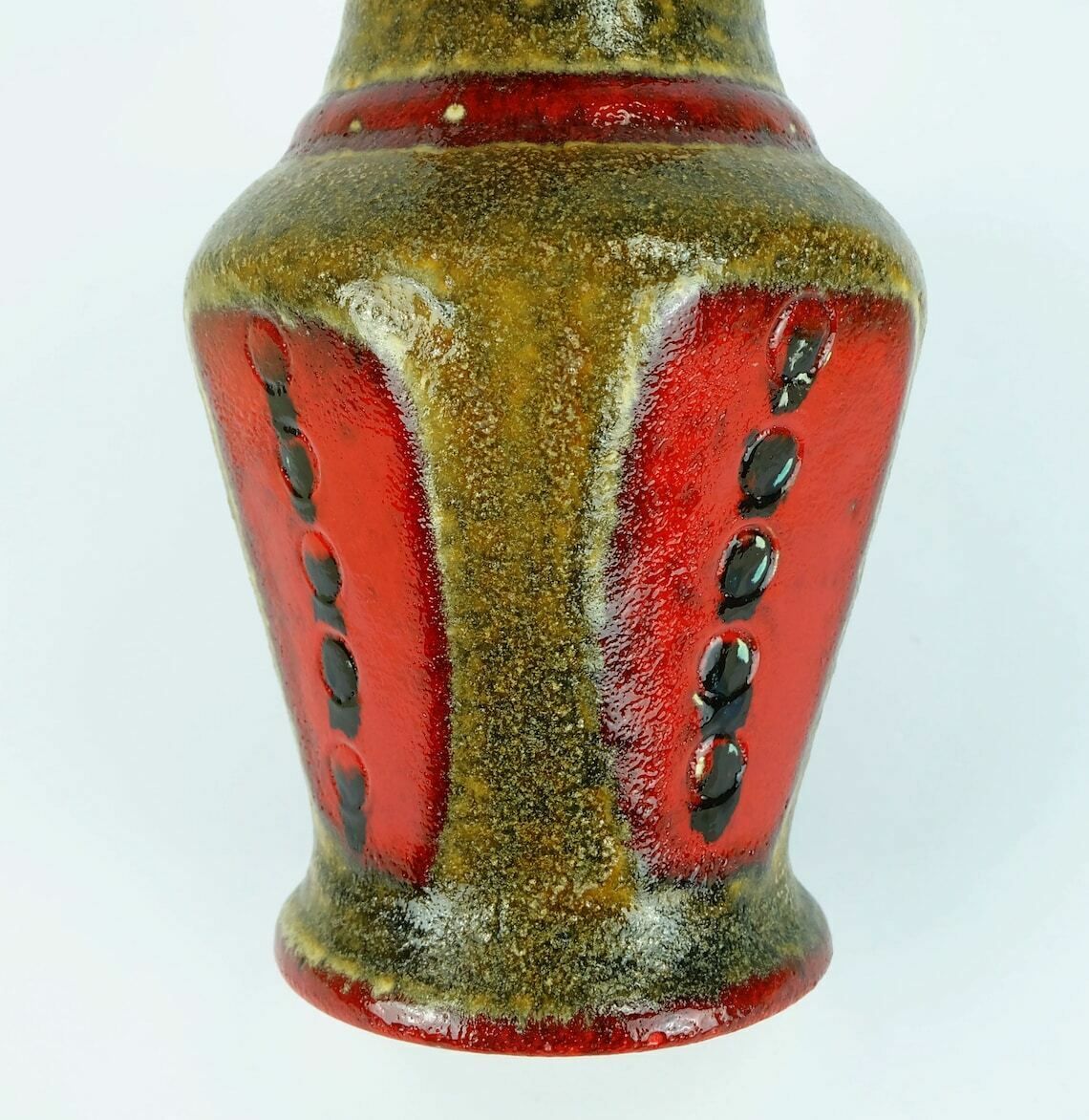 Vintage 1960s 70s Vase U Keramik Model 593/30 Red Brown Green Black Wgp photo for sale