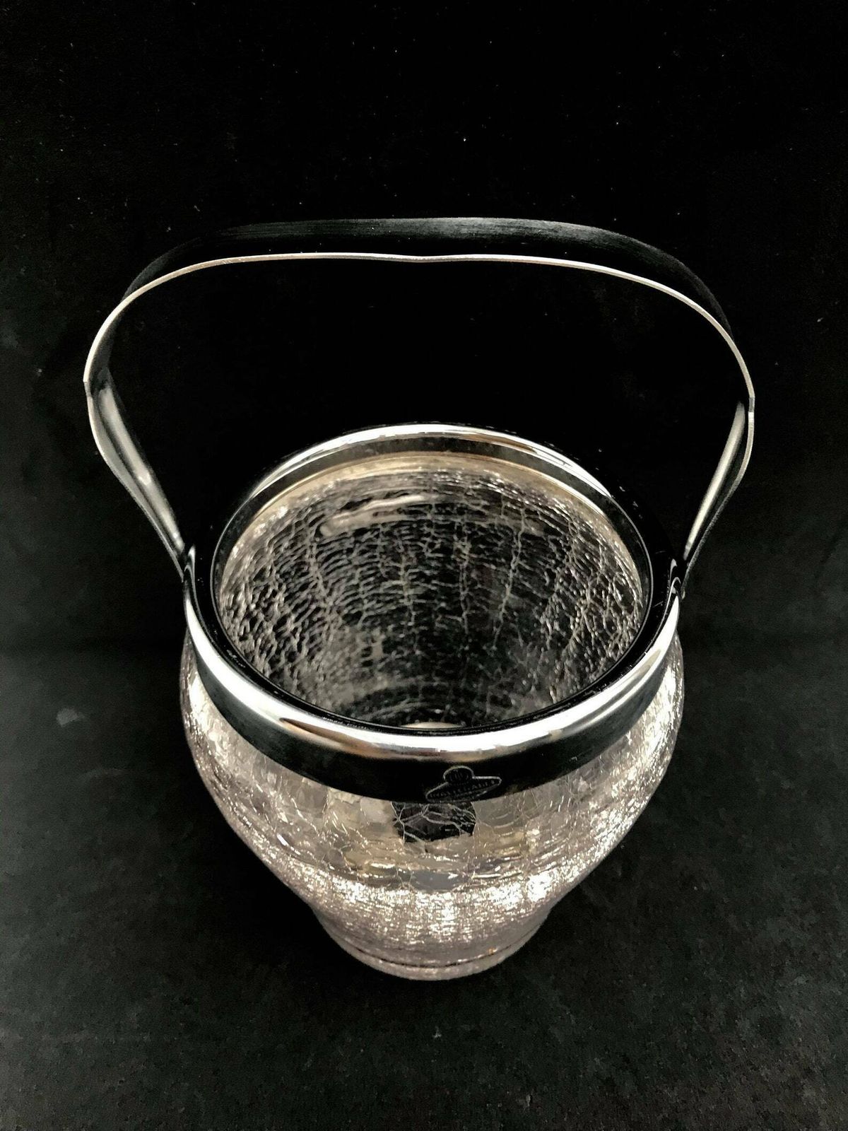 Glass Ice Bucket Vintage Mid Century Crackled Glass Vintage Ice Bucket Vintage Bar Accessoires Christmas Gift Bar Cart photo vintage