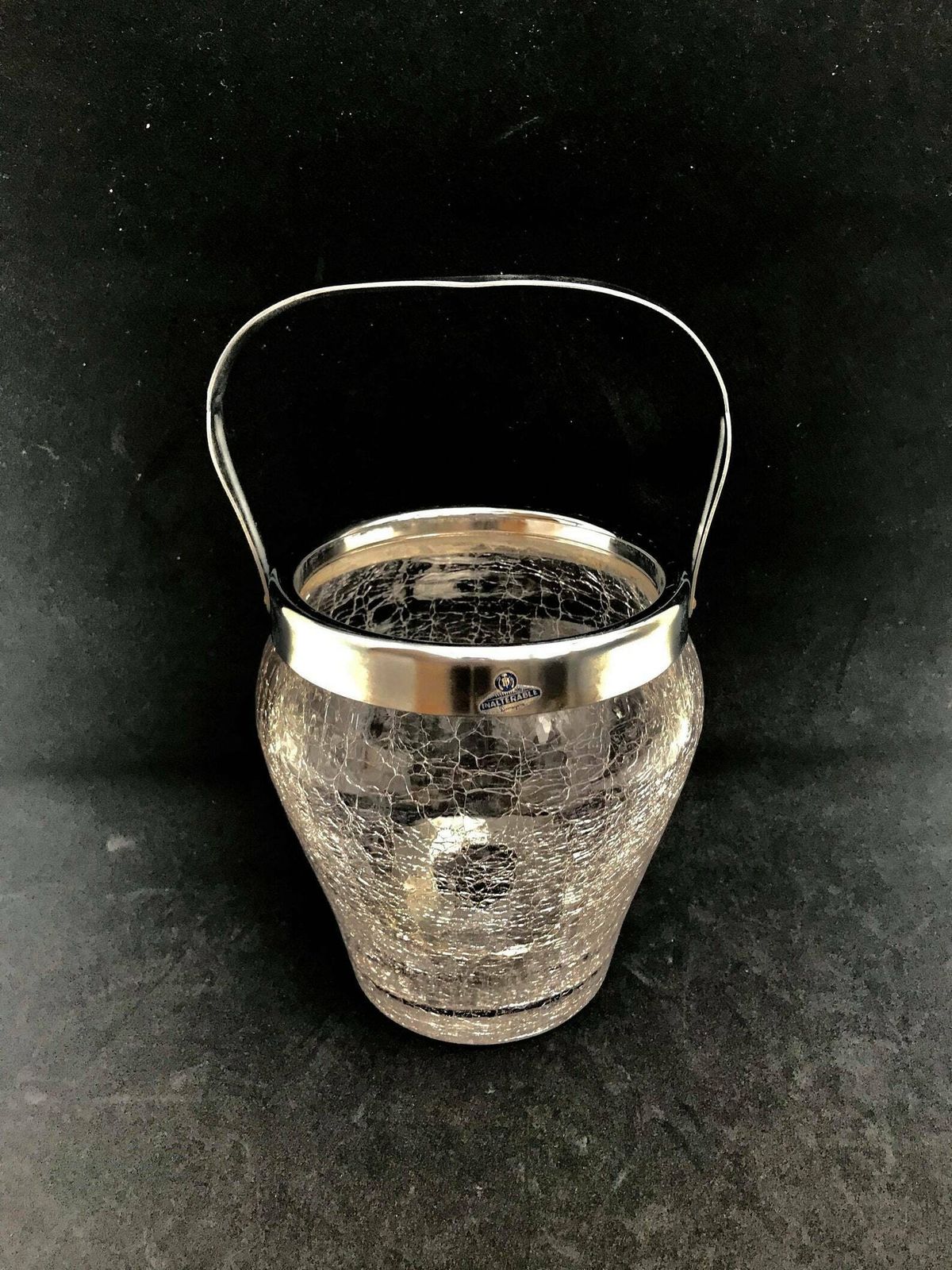 photo for sale Glazen Ijsemmer – Vintage Mid Century Gekrakeleerd Glas – Vintage Ijsemmer – Vintage Baraccessoires – Kerstcadeau – Barkar