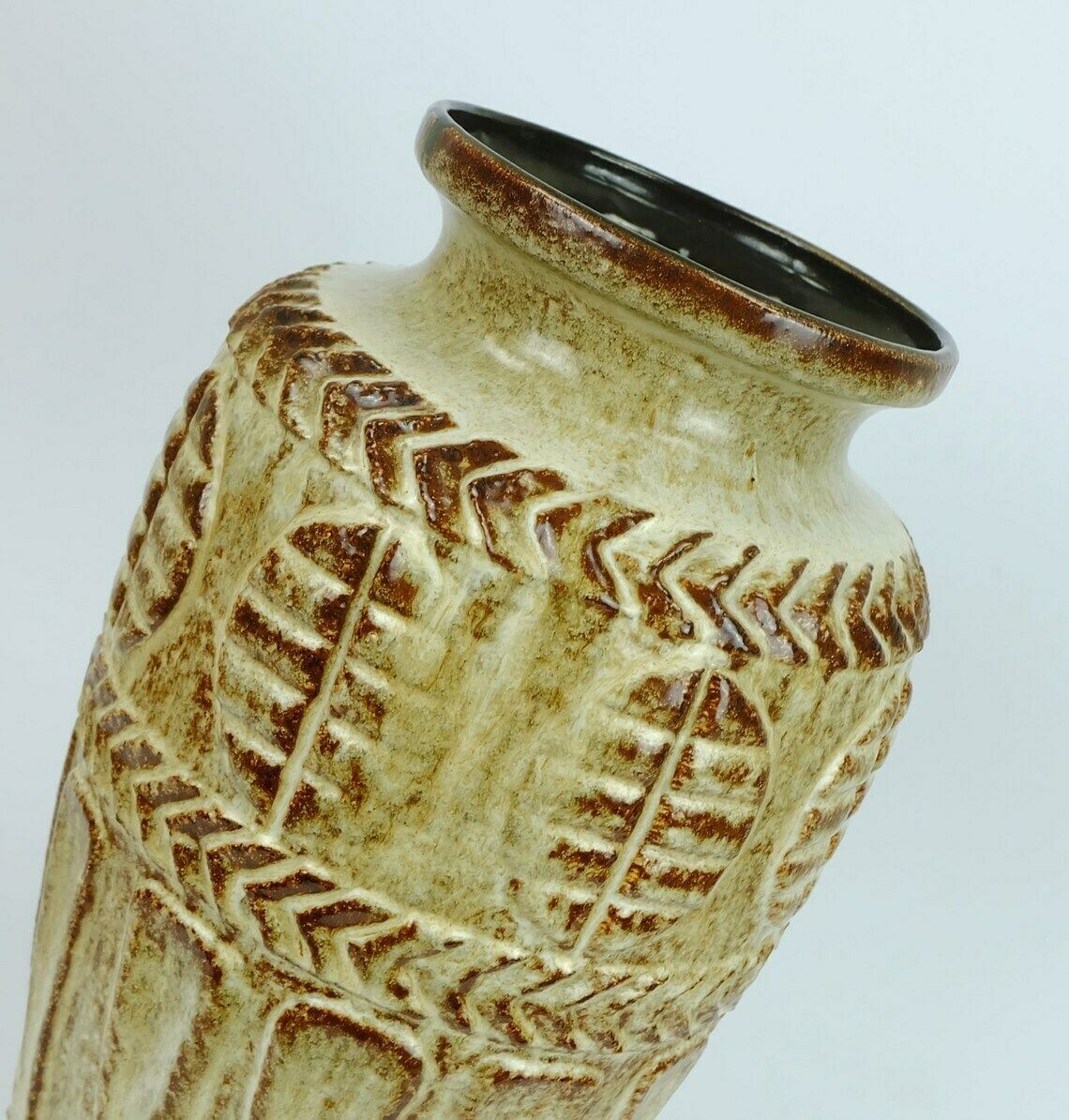 1960s 70s Bay Keramik Vase Floorvase 72 40 Beige And Brown Relief Pattern photo furniture
