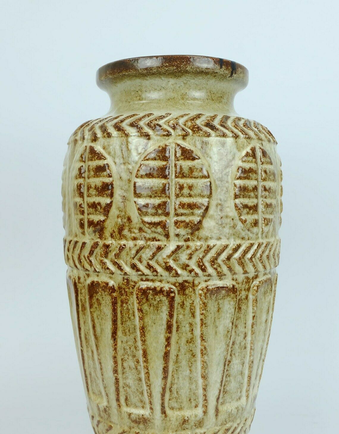 1960s 70s Bay Keramik Vase Floorvase 72 40 Beige And Brown Relief Pattern photo vintage