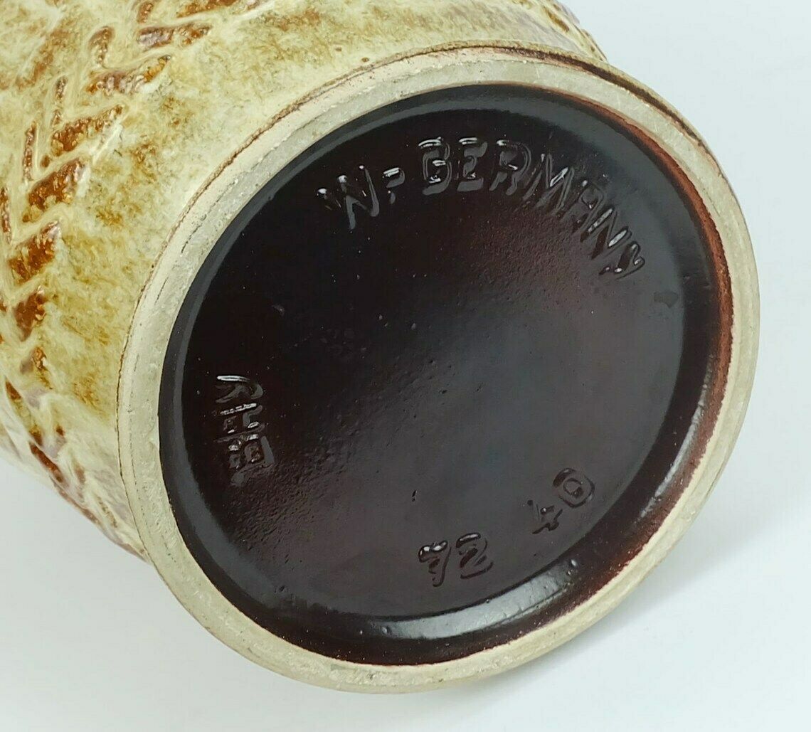 photo for sale 1960s 70s Bay Keramik Vase Floorvase 72 40 Beige And Brown Relief Pattern