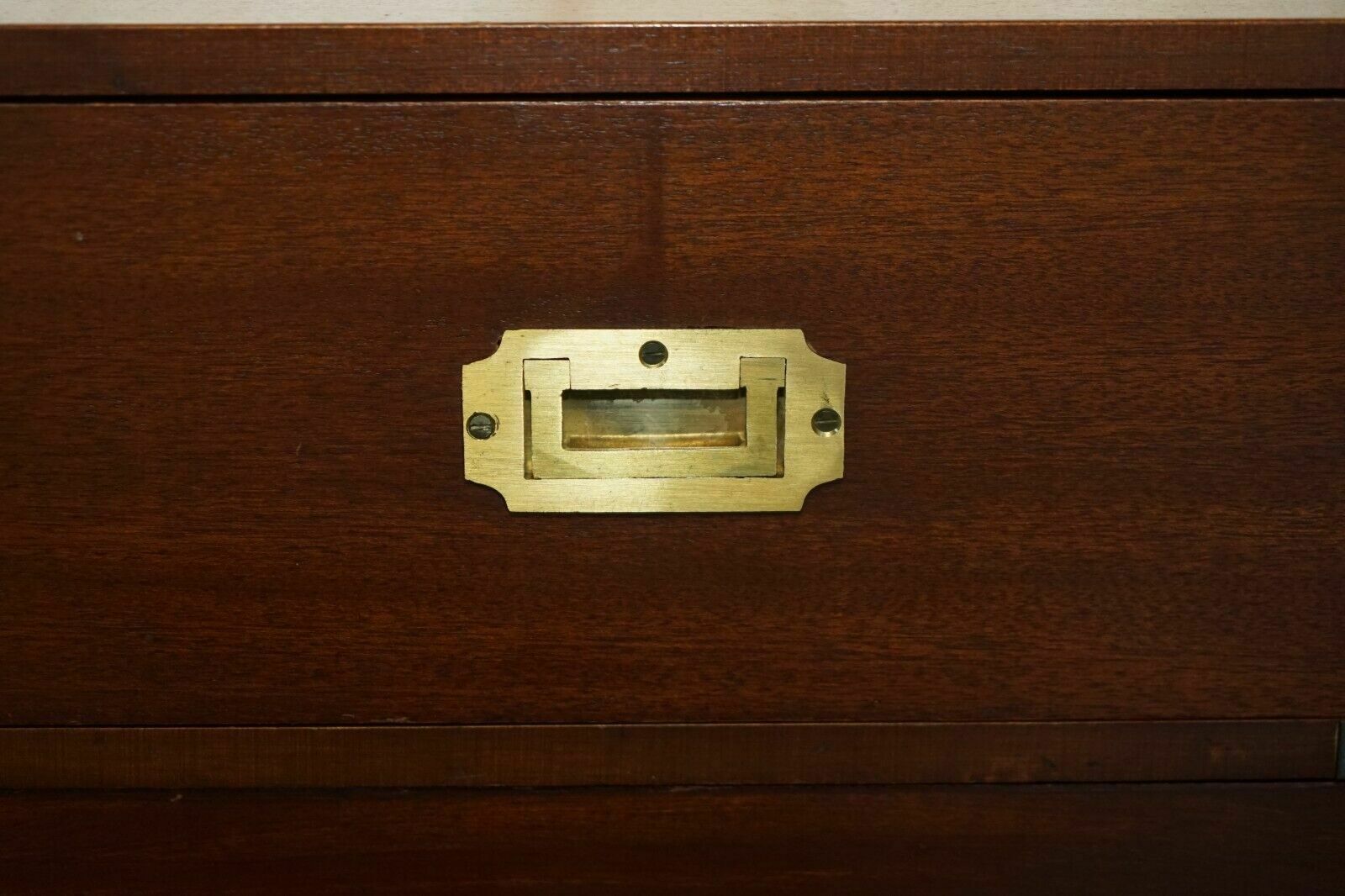 Stunning Harrods Kennedy Military Campaign Side End Table Drawers Brown Leather photo vinterior