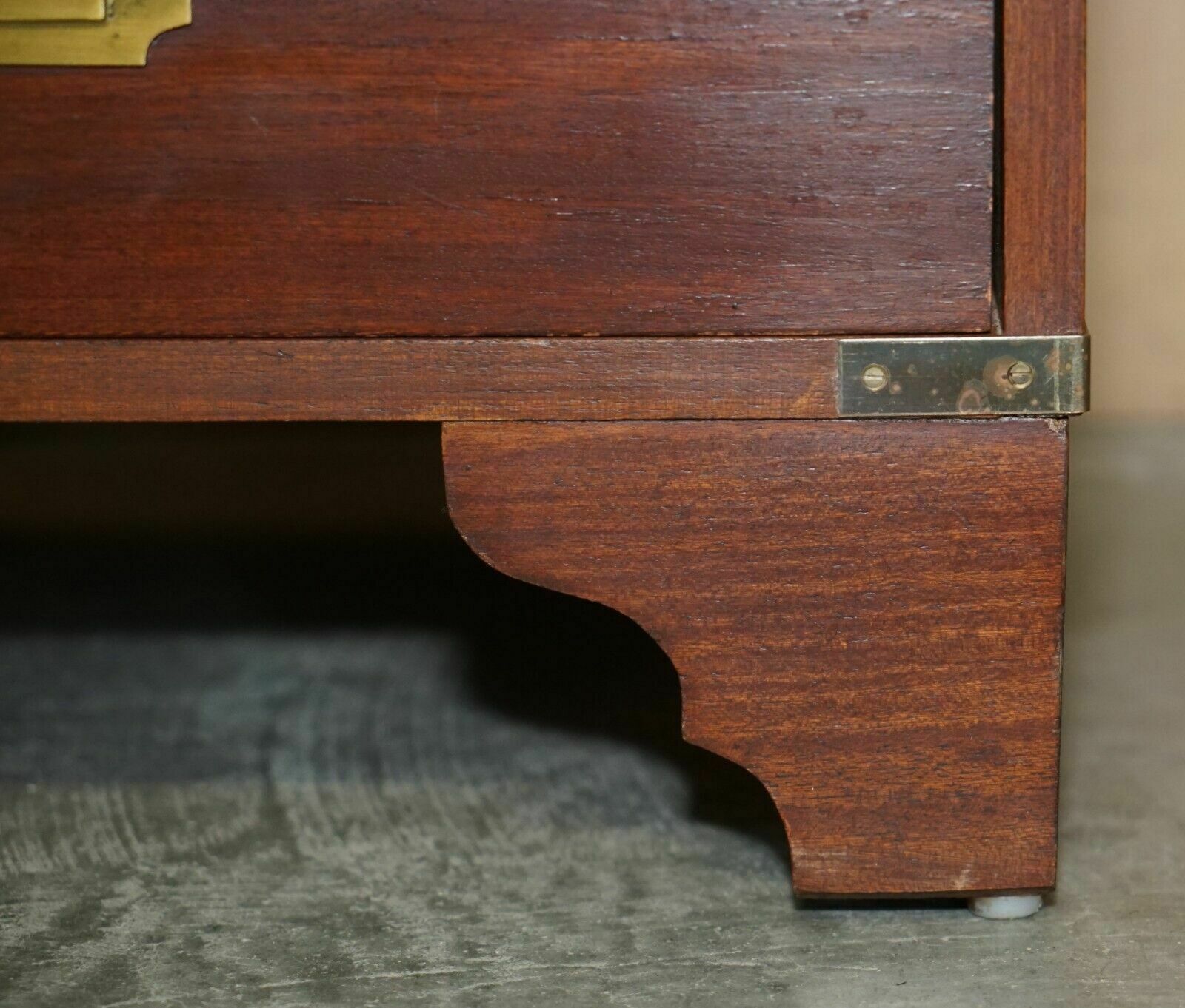 photo for sale Stunning Harrods Kennedy Military Campaign Side End Table Drawers Brown Leather