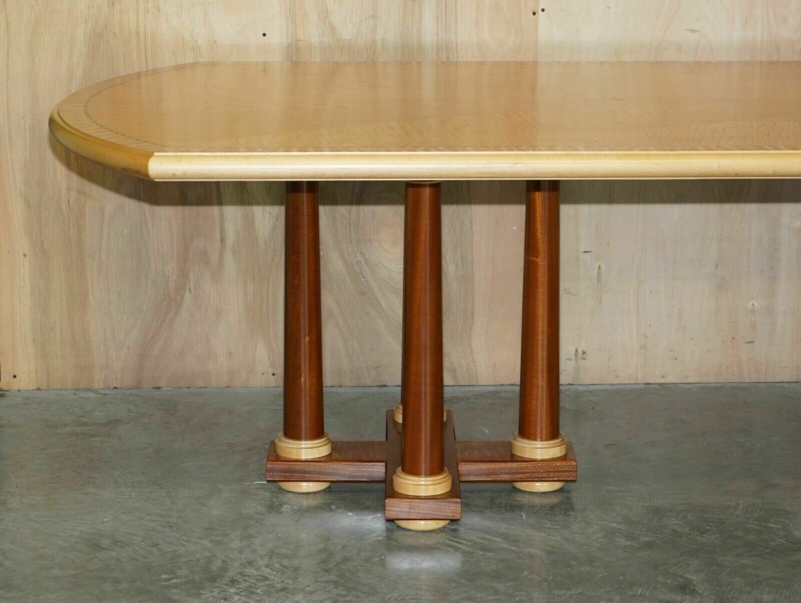 Original Huge Andrew Varah Satinwood & Mother Of Pearl Dining Table photo Furniture