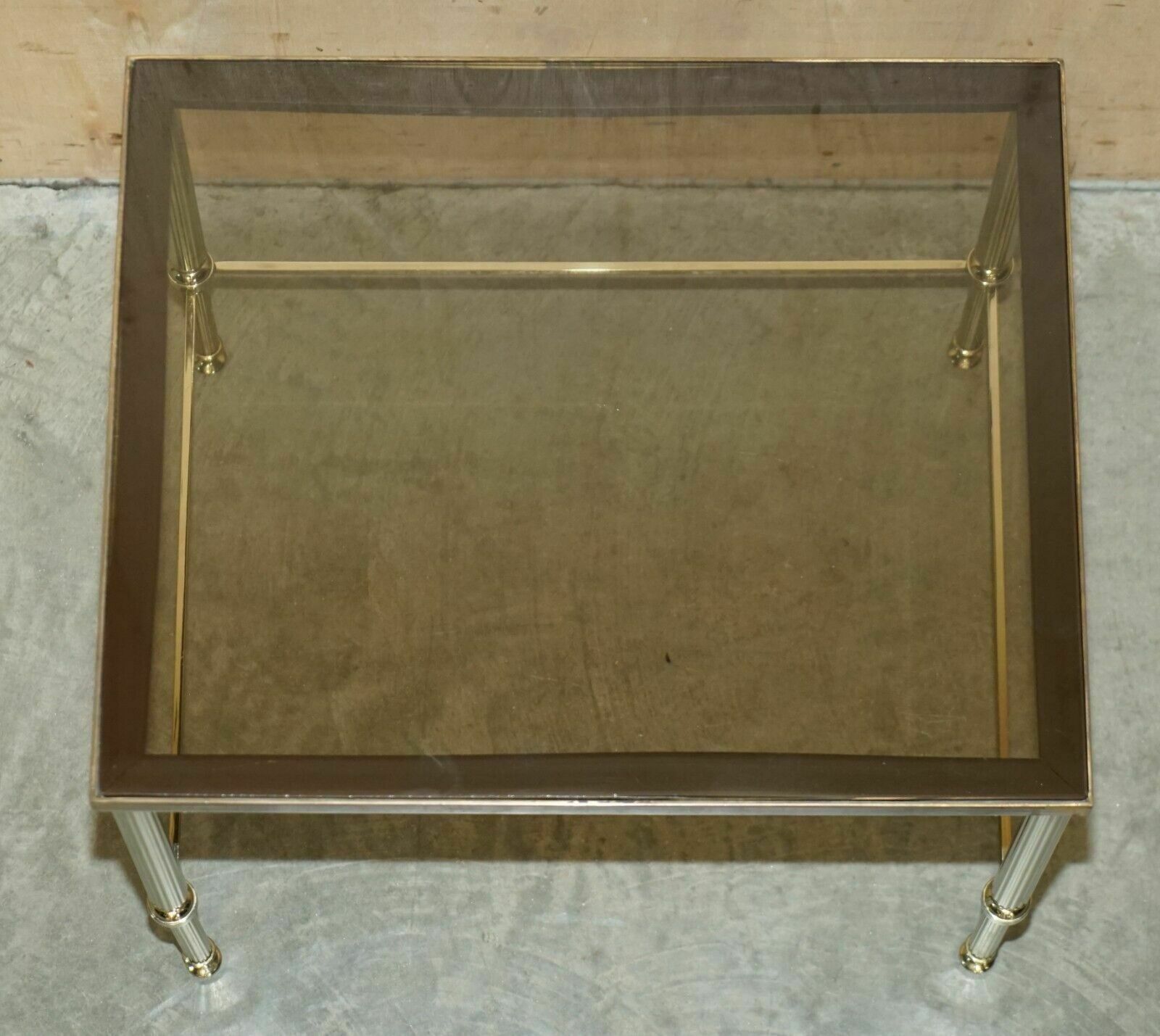 Maison Jansen Nest Of Tables Hollywood Regency Nest Of Three Brass Glass Tables photo vinterior