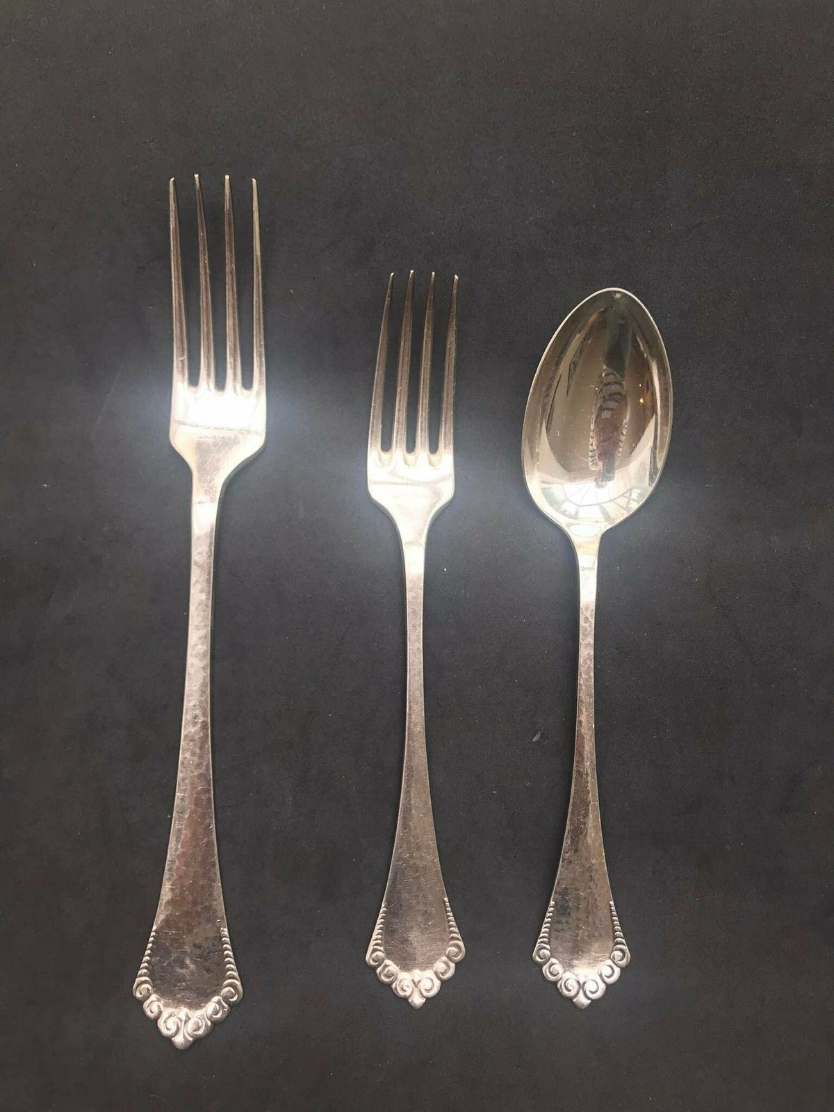 Flatware Table Dinner Soup Spoons Dessert Spoons Dinner Forks Art Deco Entremet Fork Absa Danish Silver Plated Antique Flatware Cutlery photo furniture