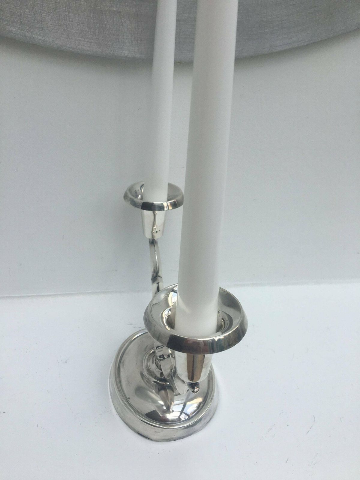 photo furniture Art Deco Danish Silver Plated Candle Holder Two Branch Vintage Silver Plated Candlestick Holder Candelabra 2 Arms 1930avian Design Denmark