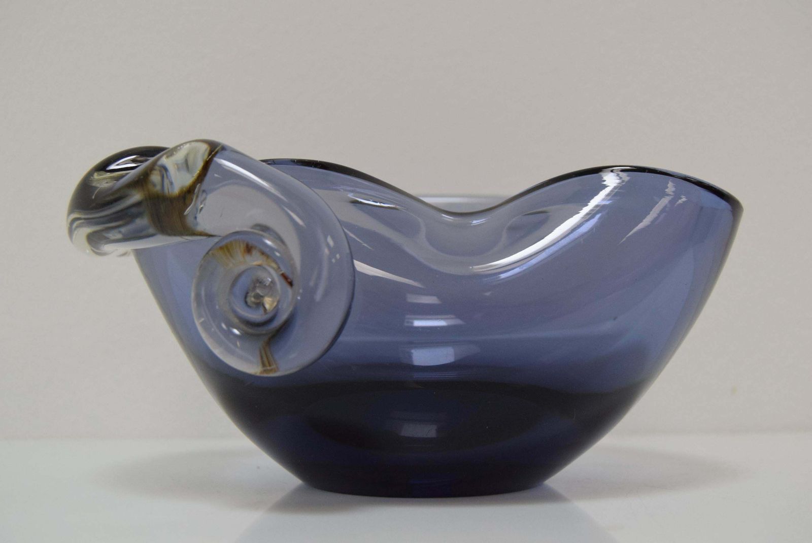 Mid Century Ashtray From Metallurgical Glass By Glasswork Novy Bor 1960's photo vinterior