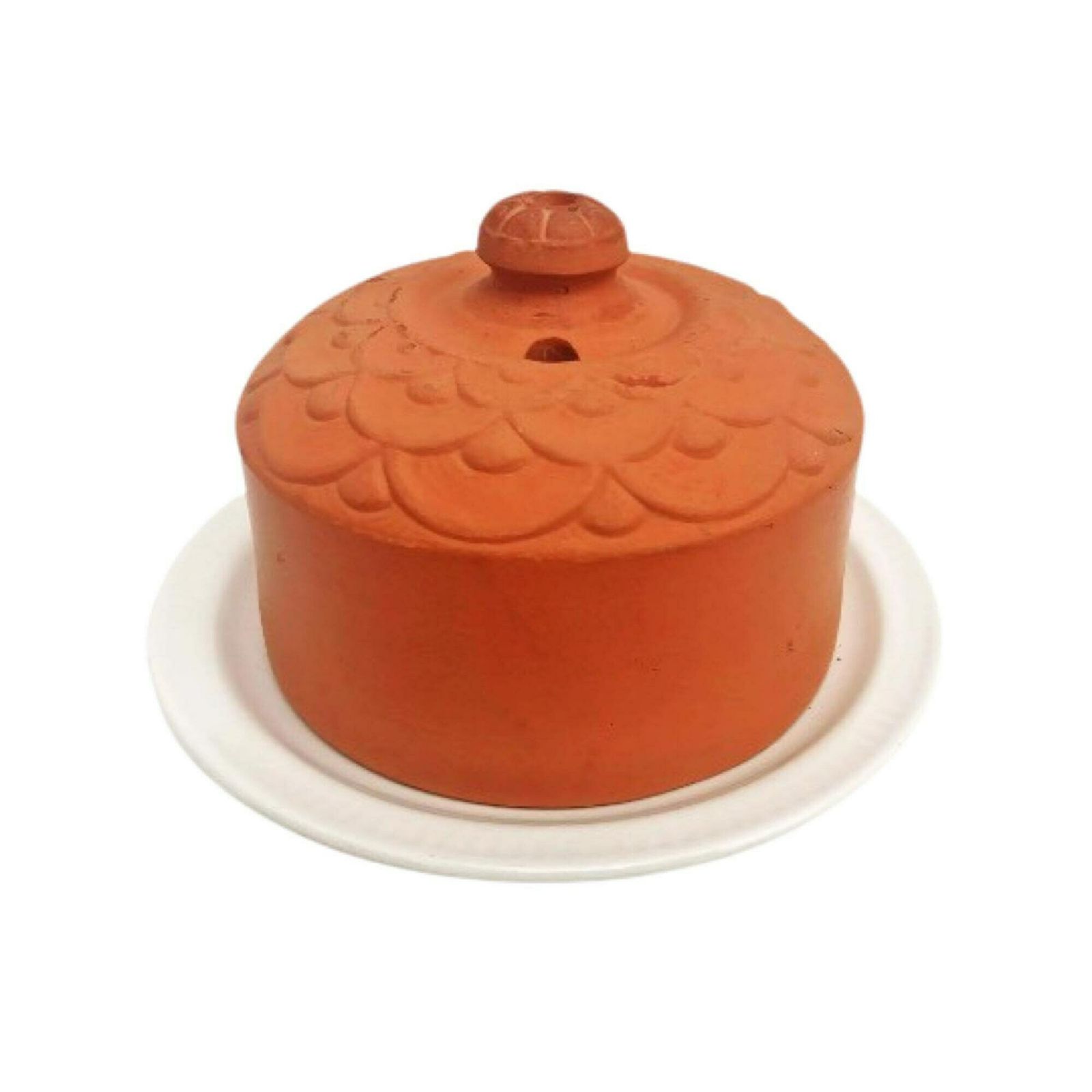 Handgemaakte Terracotta Kaasstolp/Cloche – Antiek Frans Keukenobject – Botervloot – Kaasschaal Van Saint Amand France – Geschikt Voor Kaas, Taart En Gebak