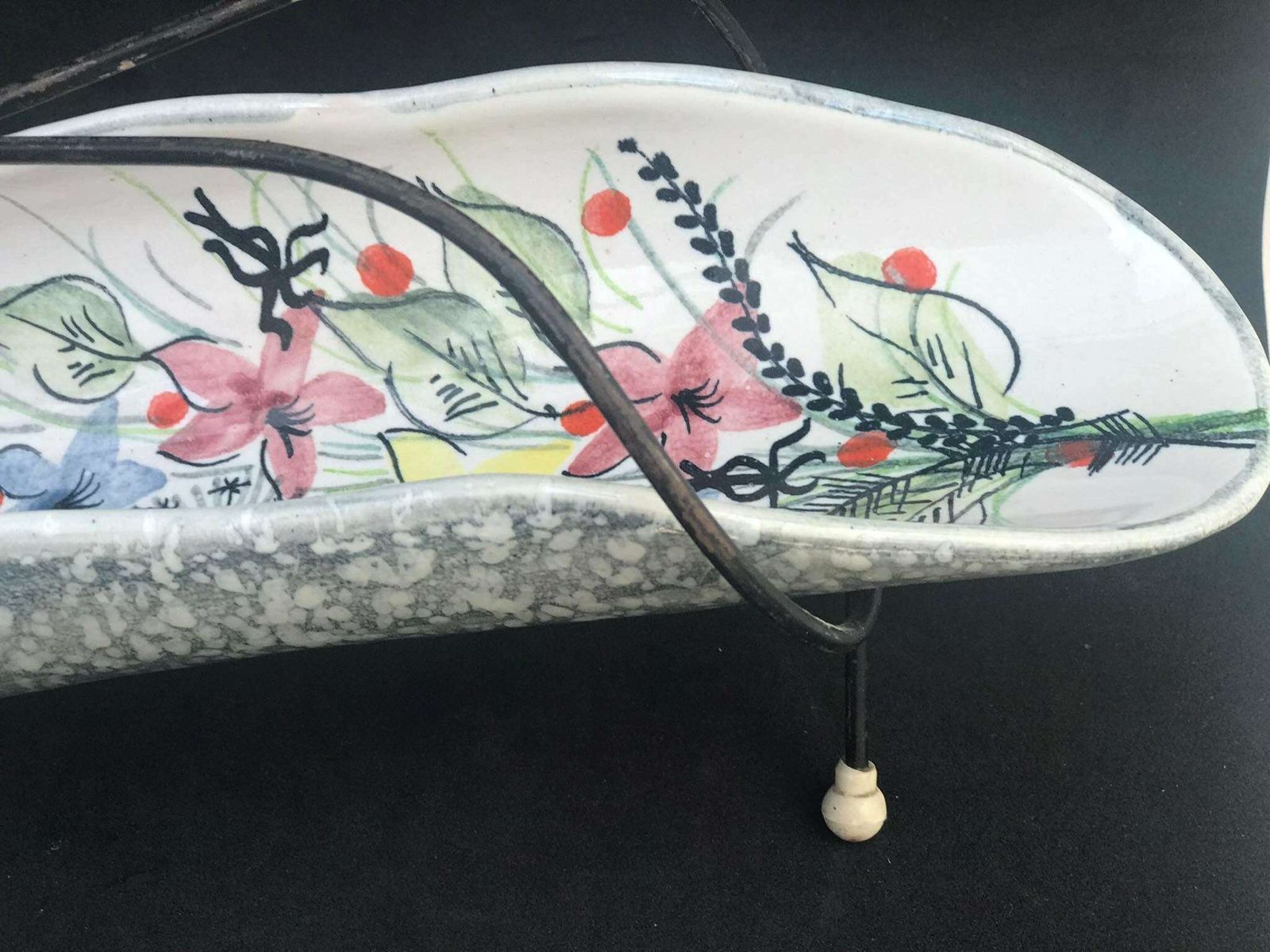 Rometti Ceramic Breadsticks Holder Container Grissini Vintage 40s/50s Hand Painted Signed Mid Century Italian Crafts And Arts Collection photo vinterior