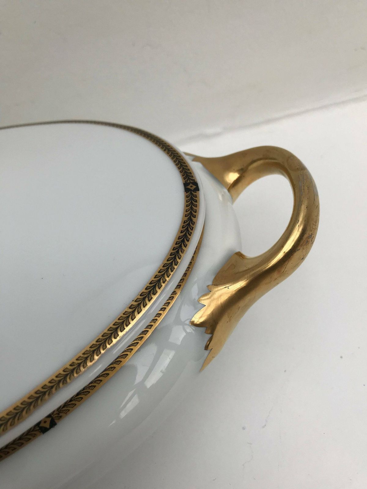 Rosenthal Antique Lidded Serving Plate R.C. Kronach Porcelain Vegetables Plate With Lid Bavaria German Porcelain Covered Dish Gold 24 K photo vinterior