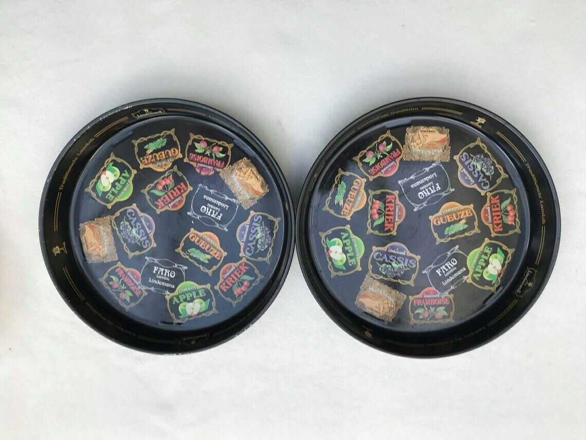 Lindeman's Beer Tray Beer 2 Tray Metal Drinks Serving Tip Advertising Round Man Cave Decor Pub Bistro Brasserie Decor Gift For Him Bar Decor photo for sale