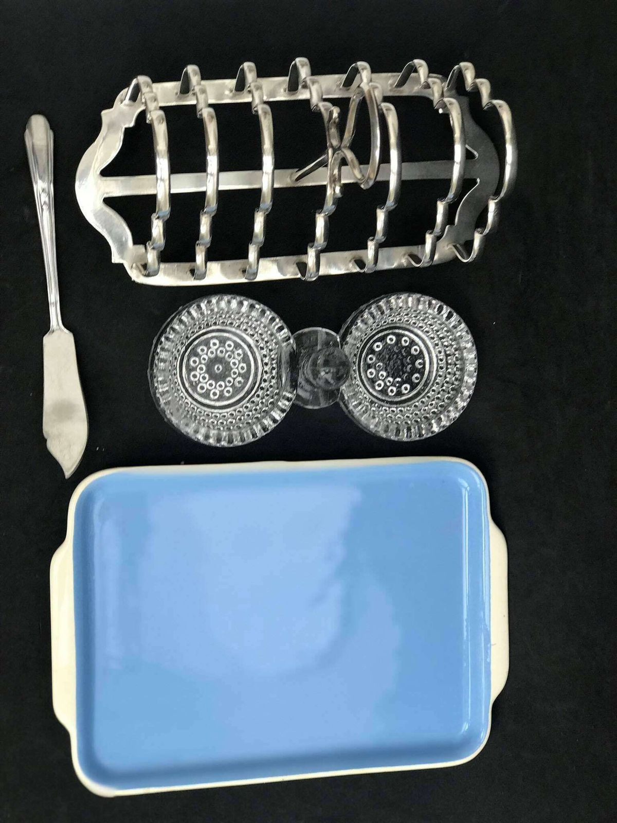 Vintage Breakfast Set, Mid Century Modern, Toast Holder Boch Butter Dish Pepper Salt Mcm photo Home Decor